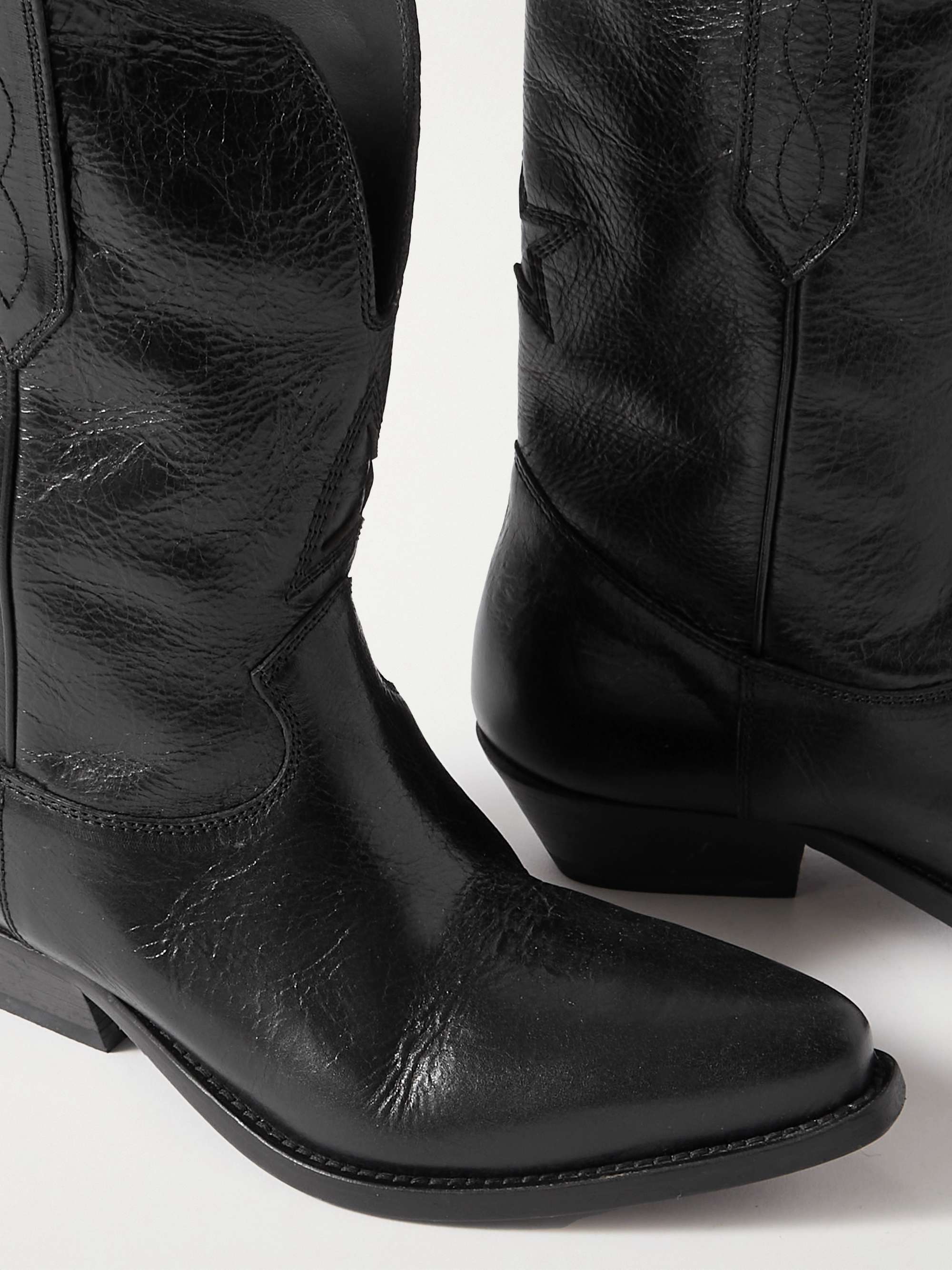 GOLDEN GOOSE Low Wish Star textured-leather cowboy boots | NET-A-PORTER