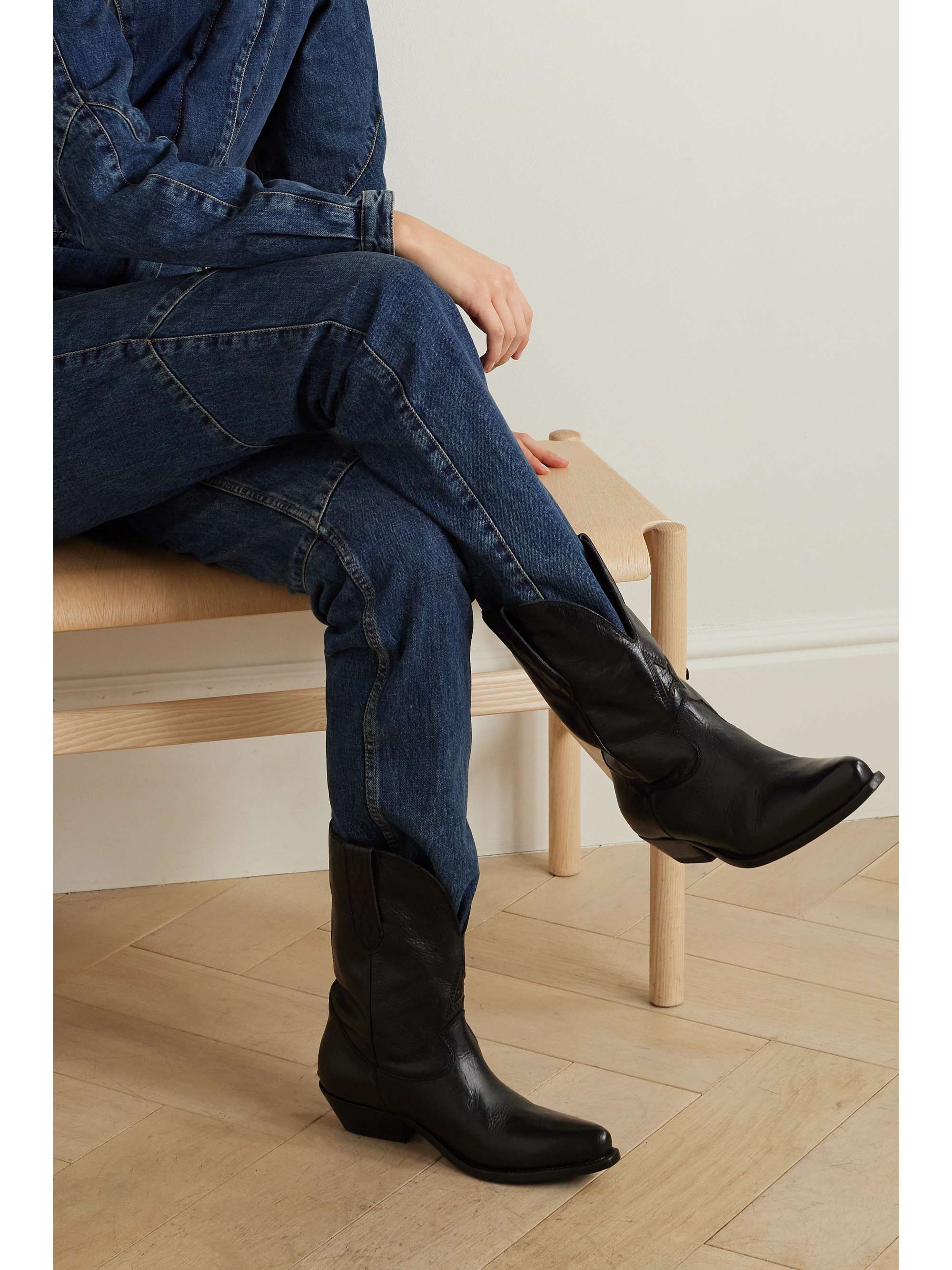 GOLDEN GOOSE Low Wish Star textured-leather cowboy boots | NET-A-PORTER