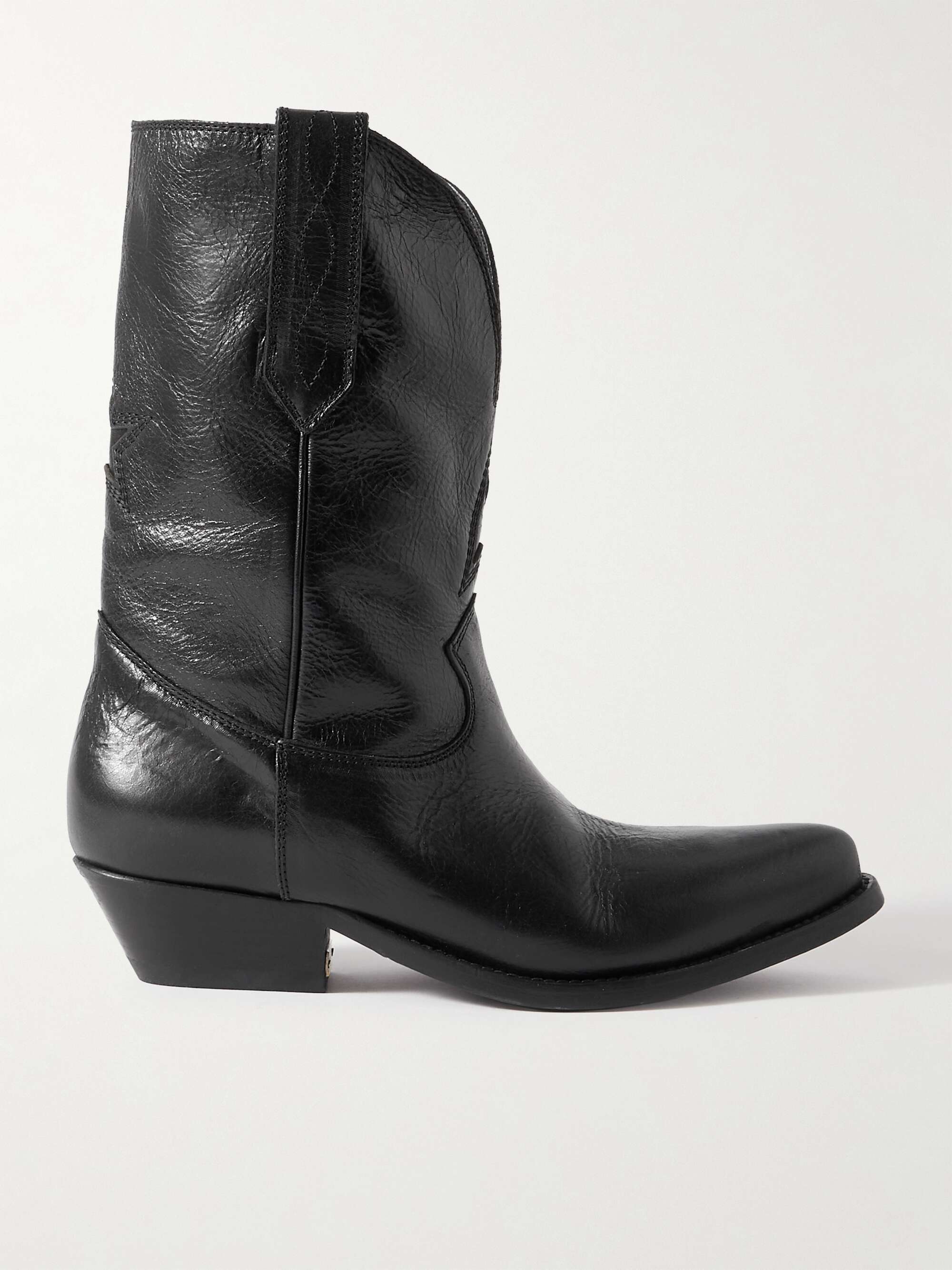 GOLDEN GOOSE Low Wish Star textured-leather cowboy boots | NET-A-PORTER