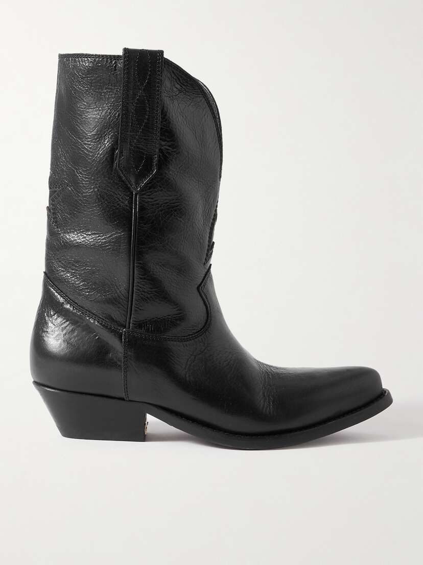 Golden Goose Low Wish Star Textured-leather Cowboy Boots