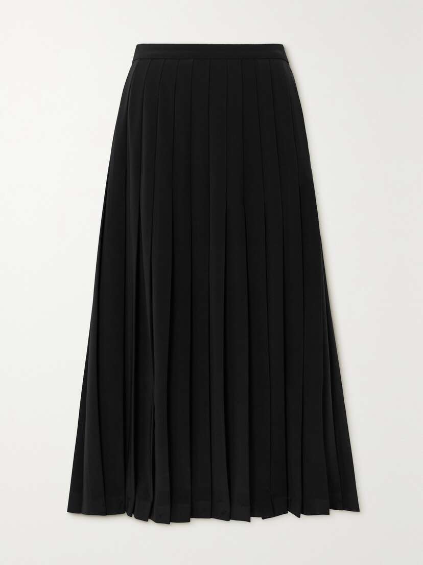 Saloni Kilt Pleated Stretch-crepe Midi Skirt - UK 16