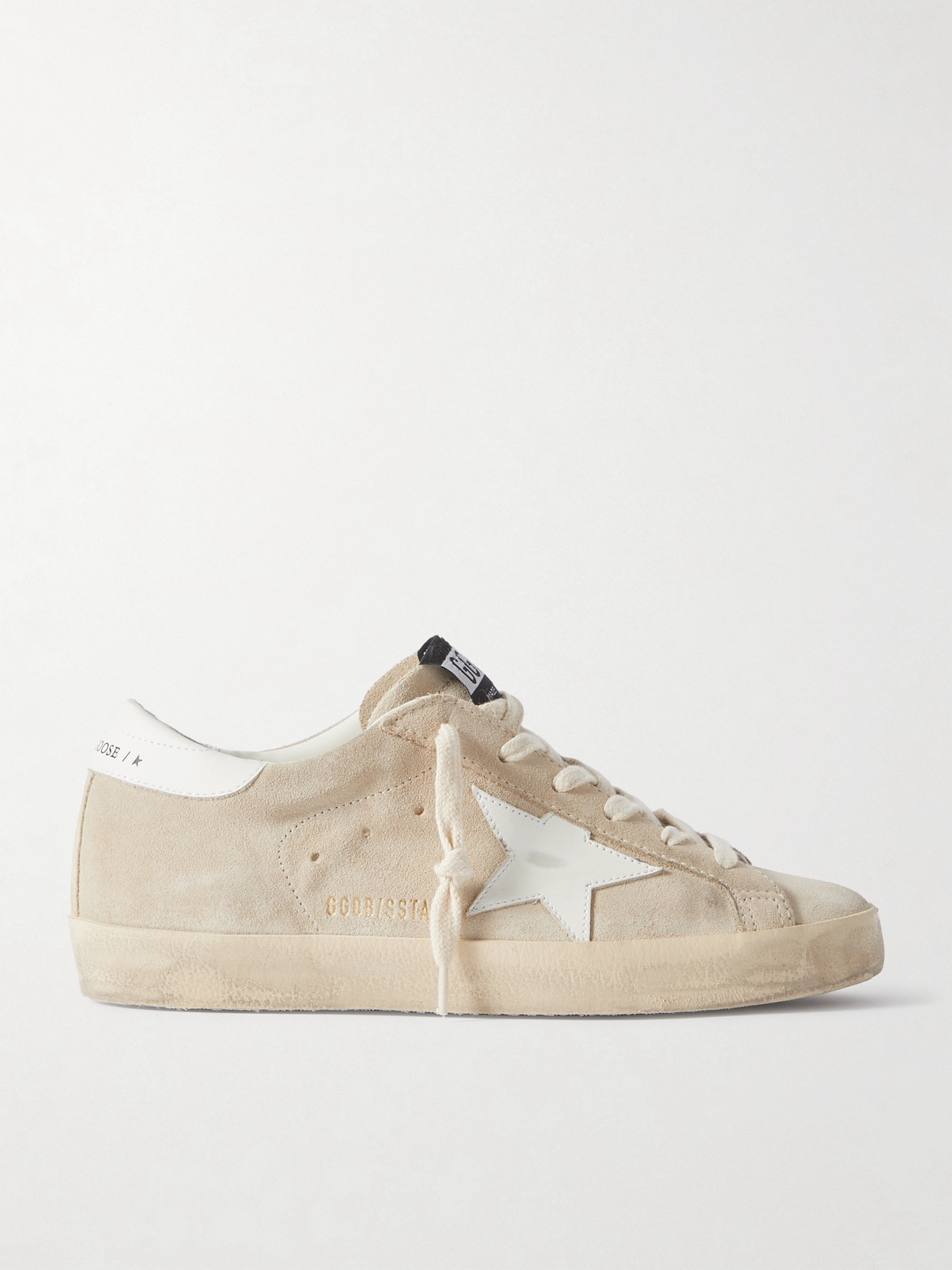 Shop Golden Goose Super-star Leather-trimmed Suede Sneakers In Neutrals