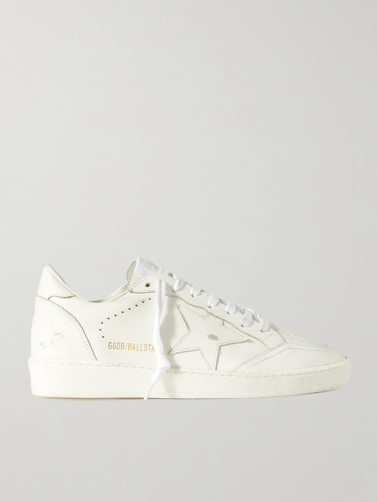 Shop Golden Goose Ballstar Distressed Leather Sneakers In White