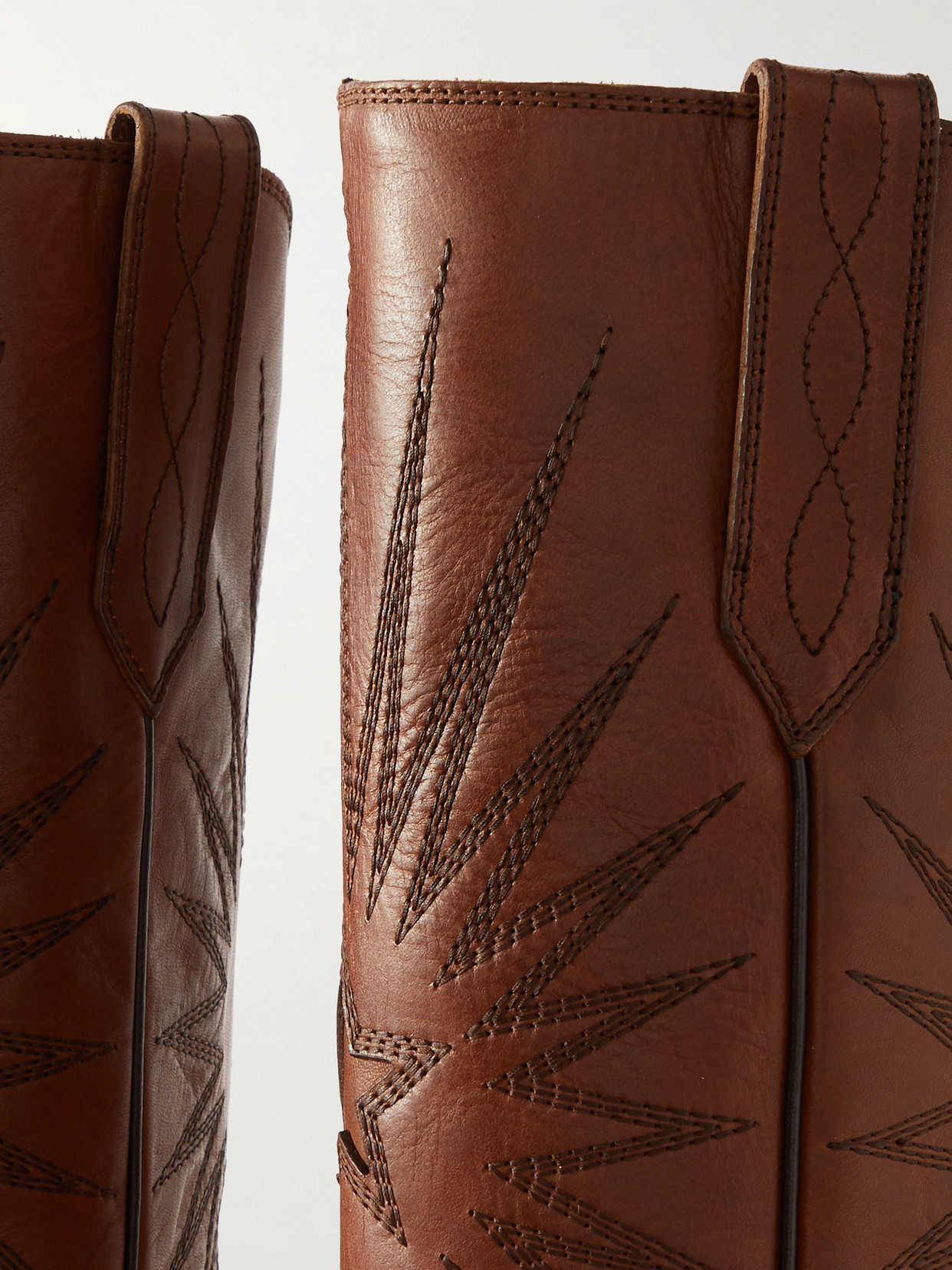 Shop Golden Goose Wish Star Embroidered Leather Cowboy Boots In Brown