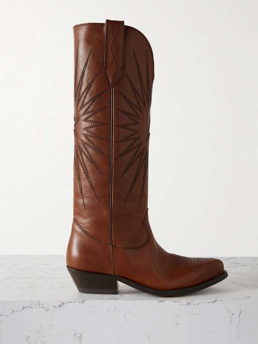 Golden Goose Wish Star Embroidered Leather Cowboy Boots