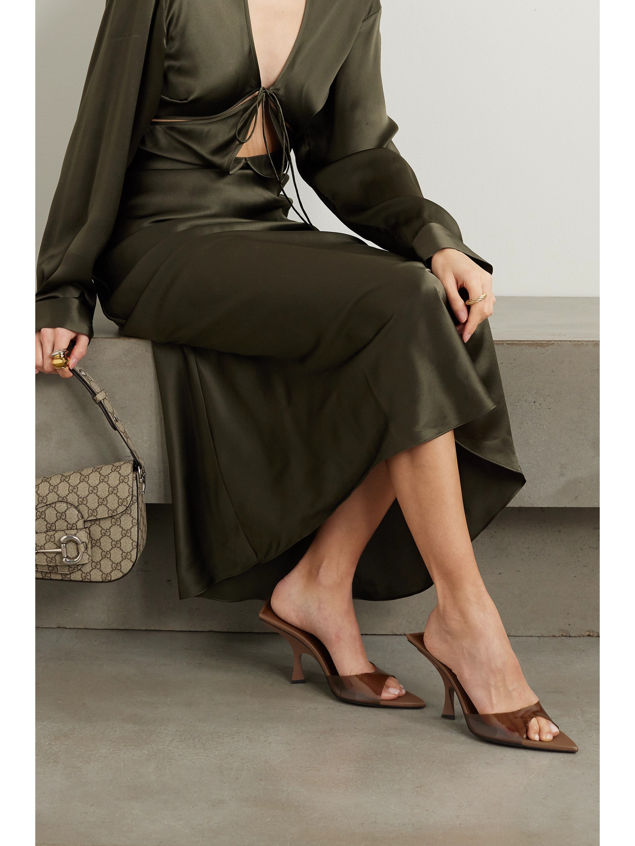 Attico Ester Pvc Mules In Brown