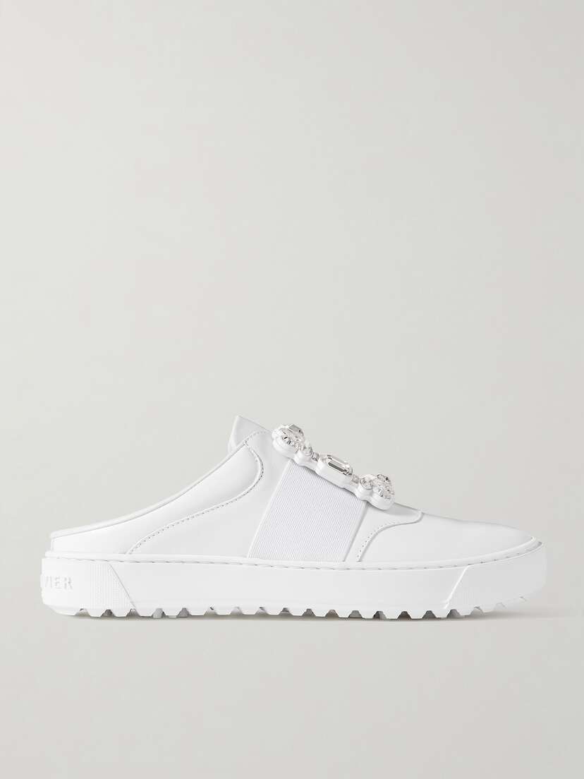 Roger Vivier Very Vivier Strass Crystal-embellished Leather Slip-on Sneakers