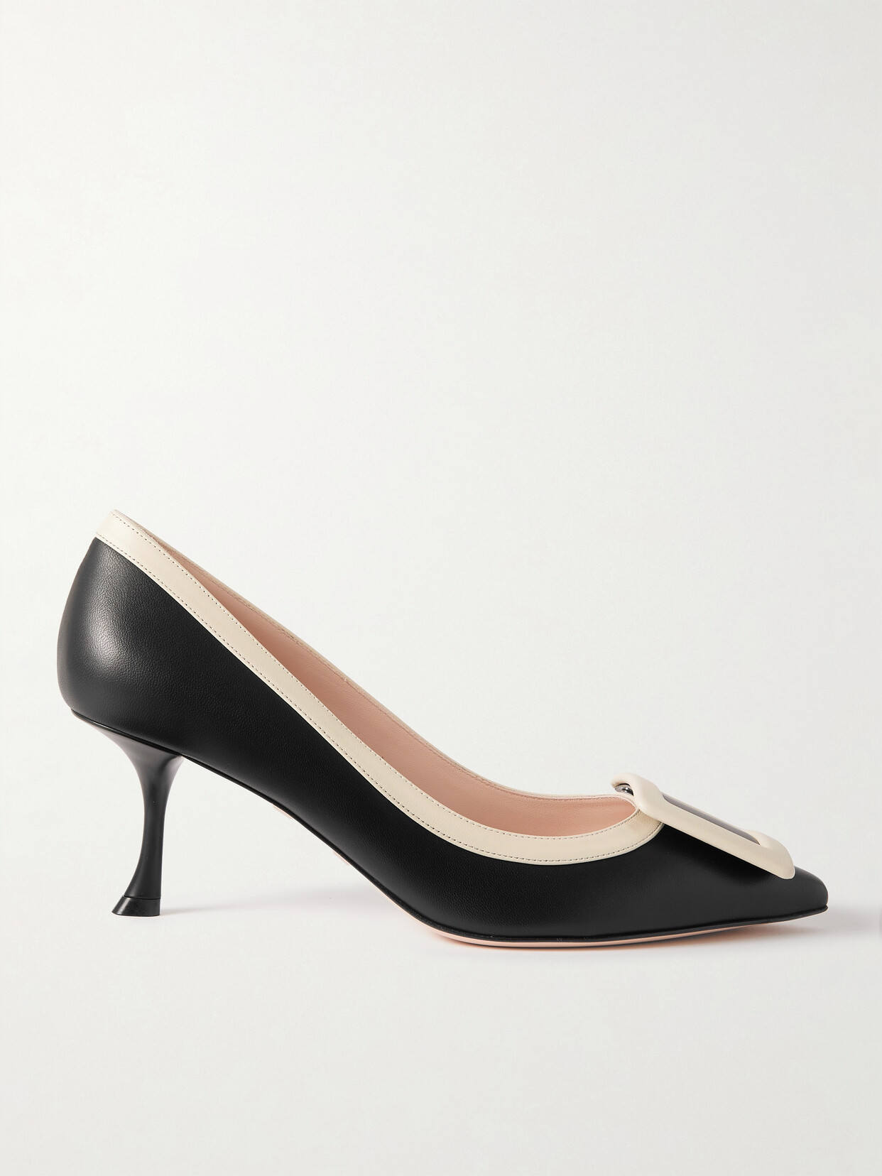 Shop Roger Vivier Viv' In The City Buckled Two-tone Leather Pumps In Black