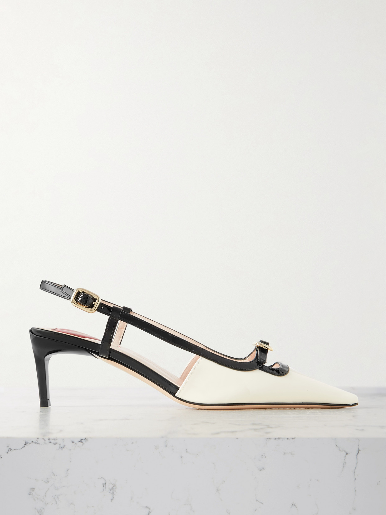 Roger Vivier - Two-tone Patent-leather Slingback Pumps - White