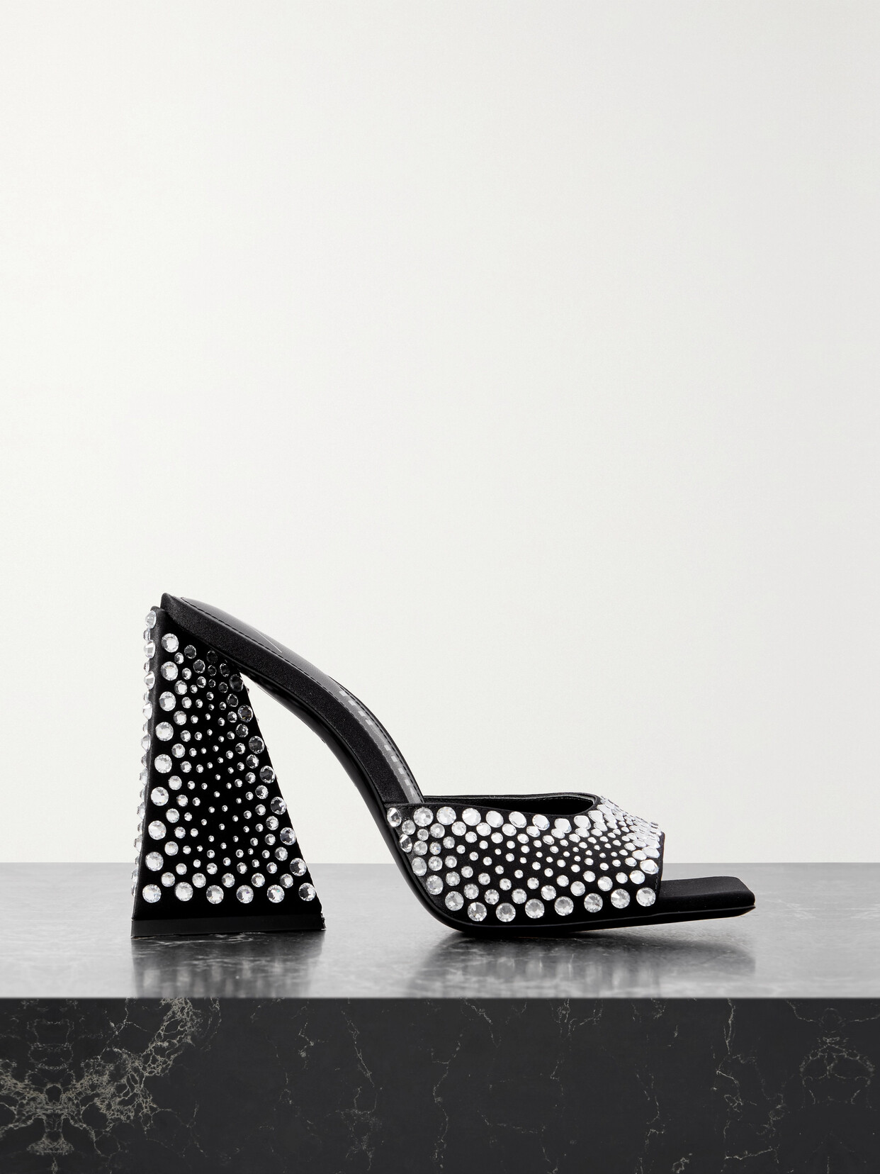 Attico Devon Satin Mules With Crystals In Black