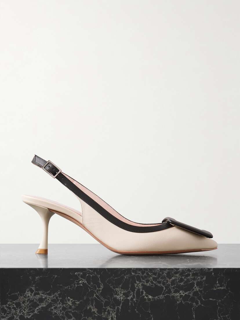 Roger Vivier Viv In The City 65 Two-tone Leather Point-toe Slingback Pumps
