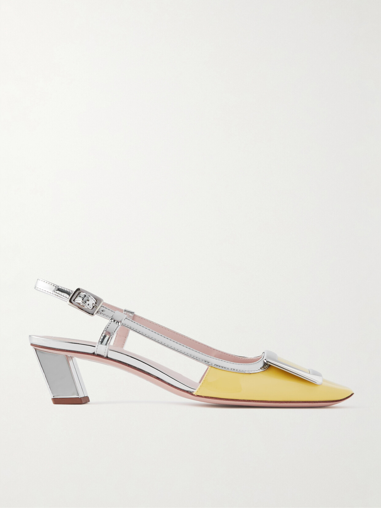 Shop Roger Vivier Belle Vivier Patent-leather Slingback Pumps In Yellow