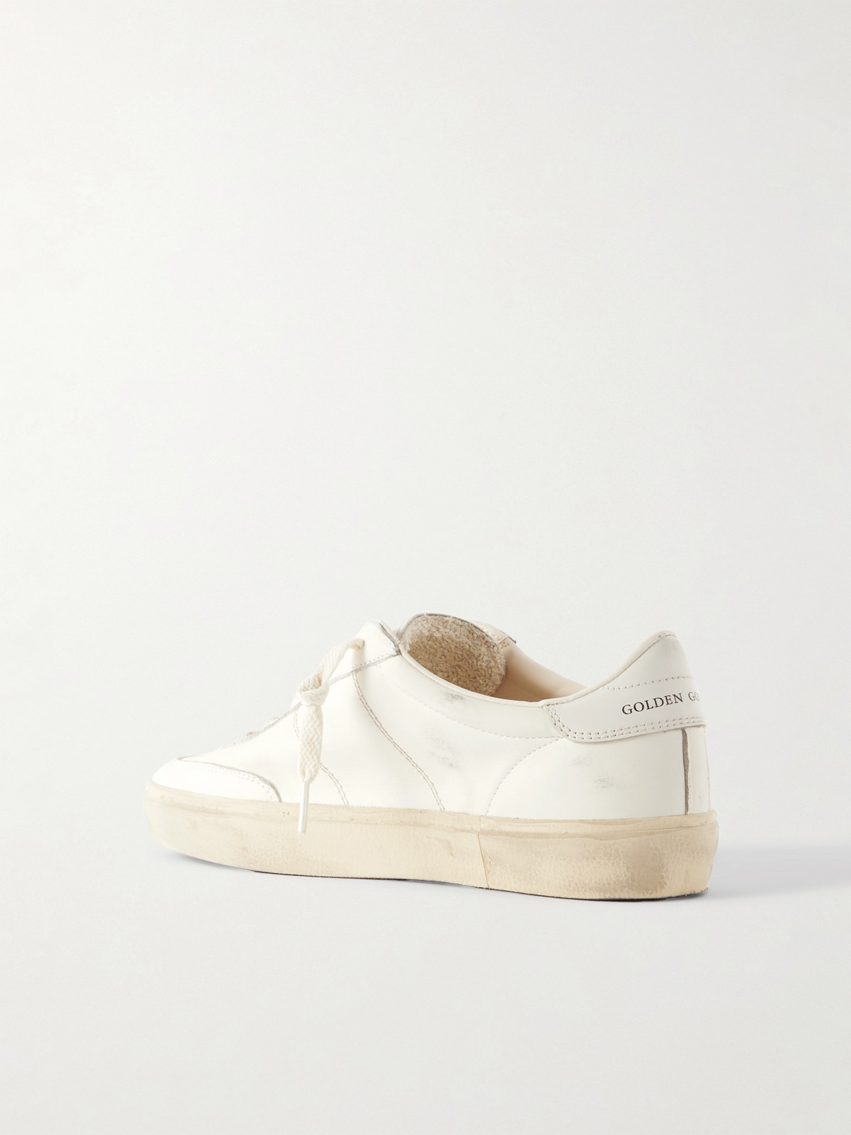 Shop Golden Goose Soul-star Logo-print Distressed Leather Sneakers In White