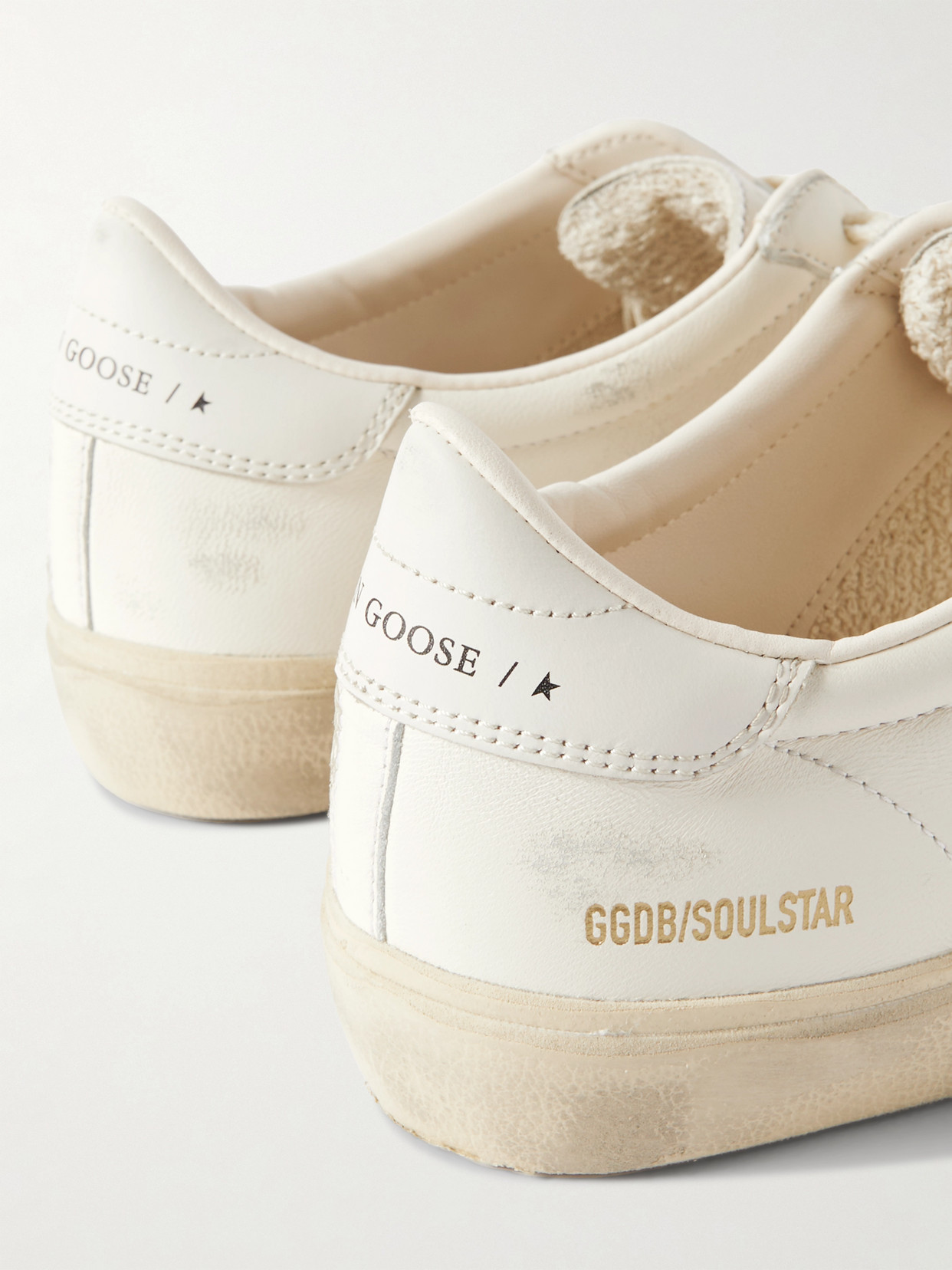 GOLDEN GOOSE SOUL-STAR LOGO-PRINT DISTRESSED LEATHER SNEAKERS 