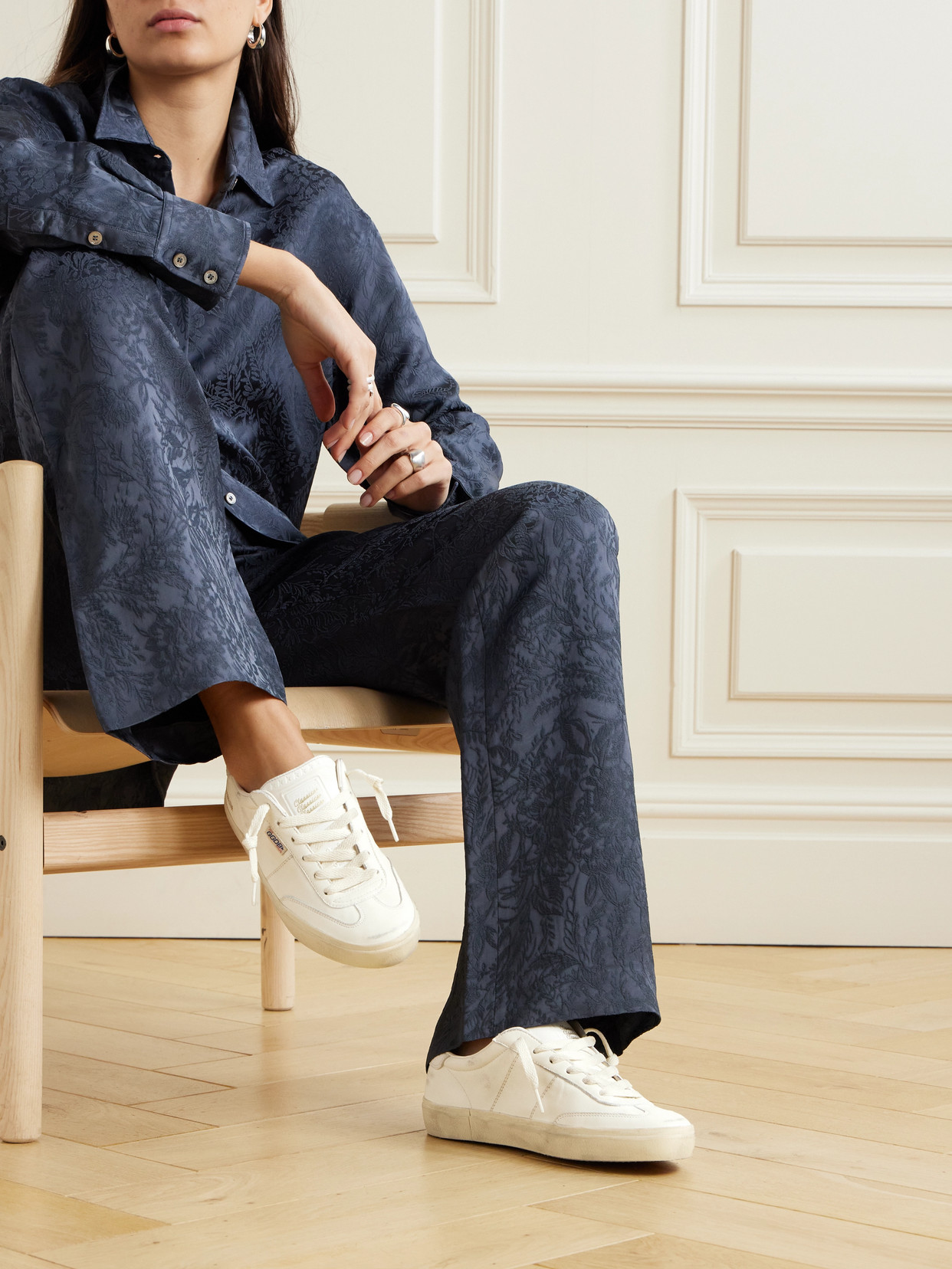 GOLDEN GOOSE SOUL-STAR LOGO-PRINT DISTRESSED LEATHER SNEAKERS 