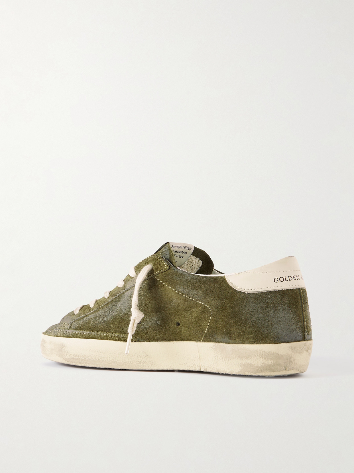 Shop Golden Goose Super-star Leather-trimmed Glittered Distressed Suede Sneakers In Green