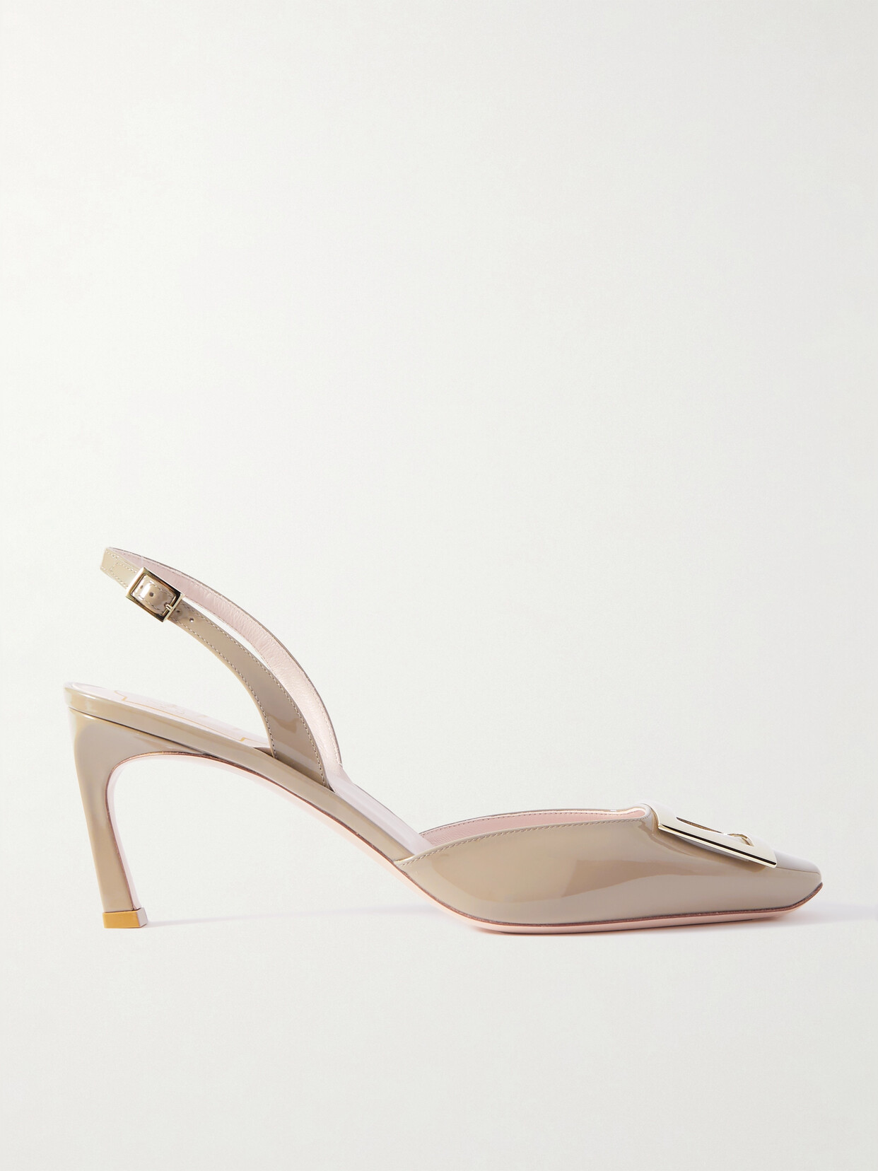 Shop Roger Vivier Trompette Patent-leather Slingback Pumps In Neutrals