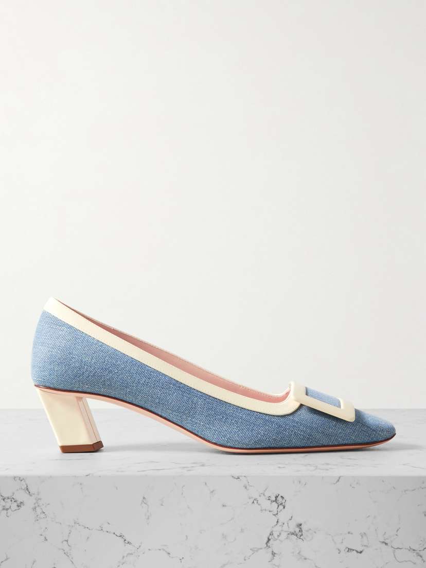 Roger Vivier Belle Vivier Denim And Patent-leather Pumps