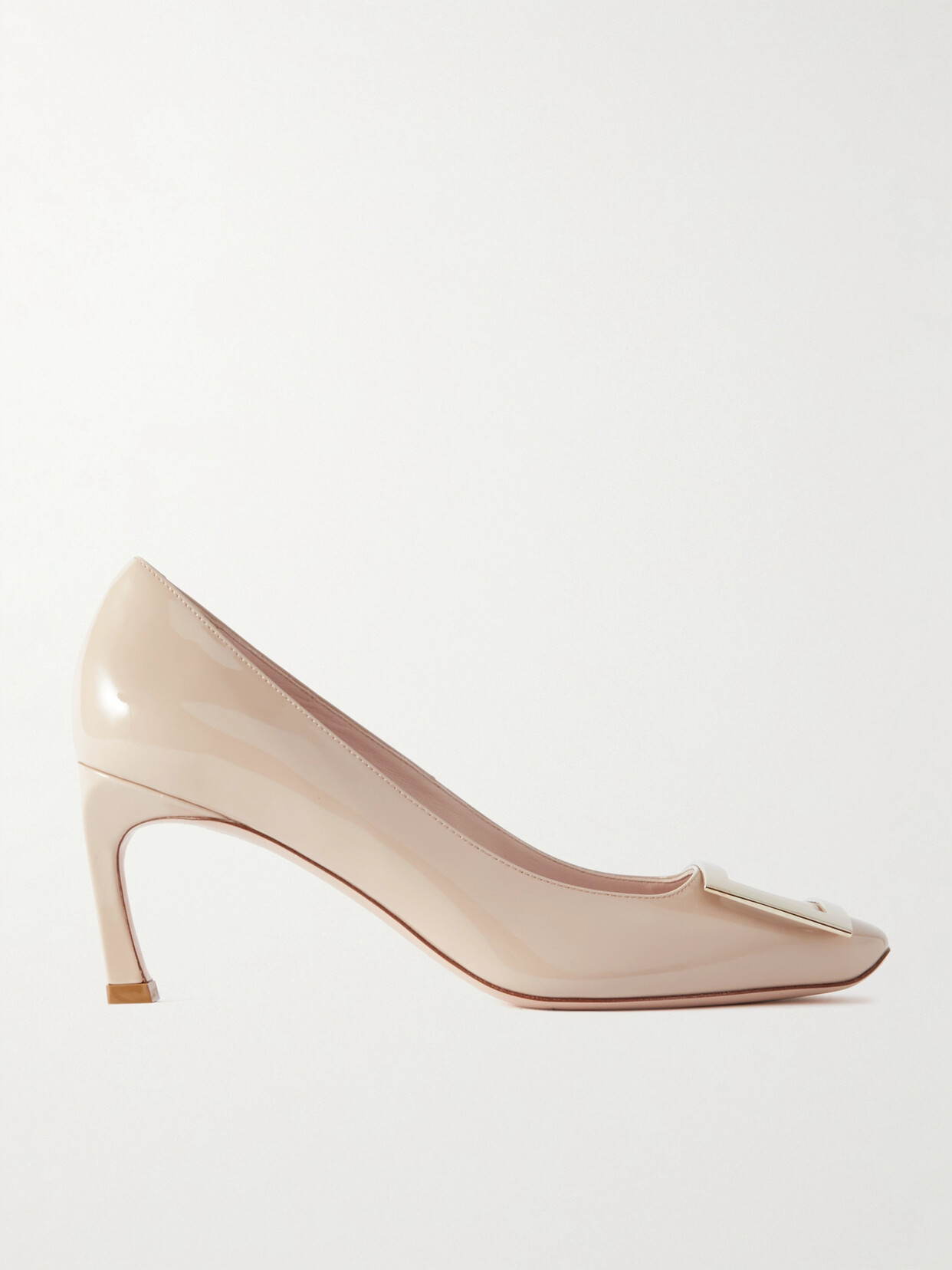 Roger Vivier Belle Vivier Trompette Buckled Patent-leather Pumps In Neutrals