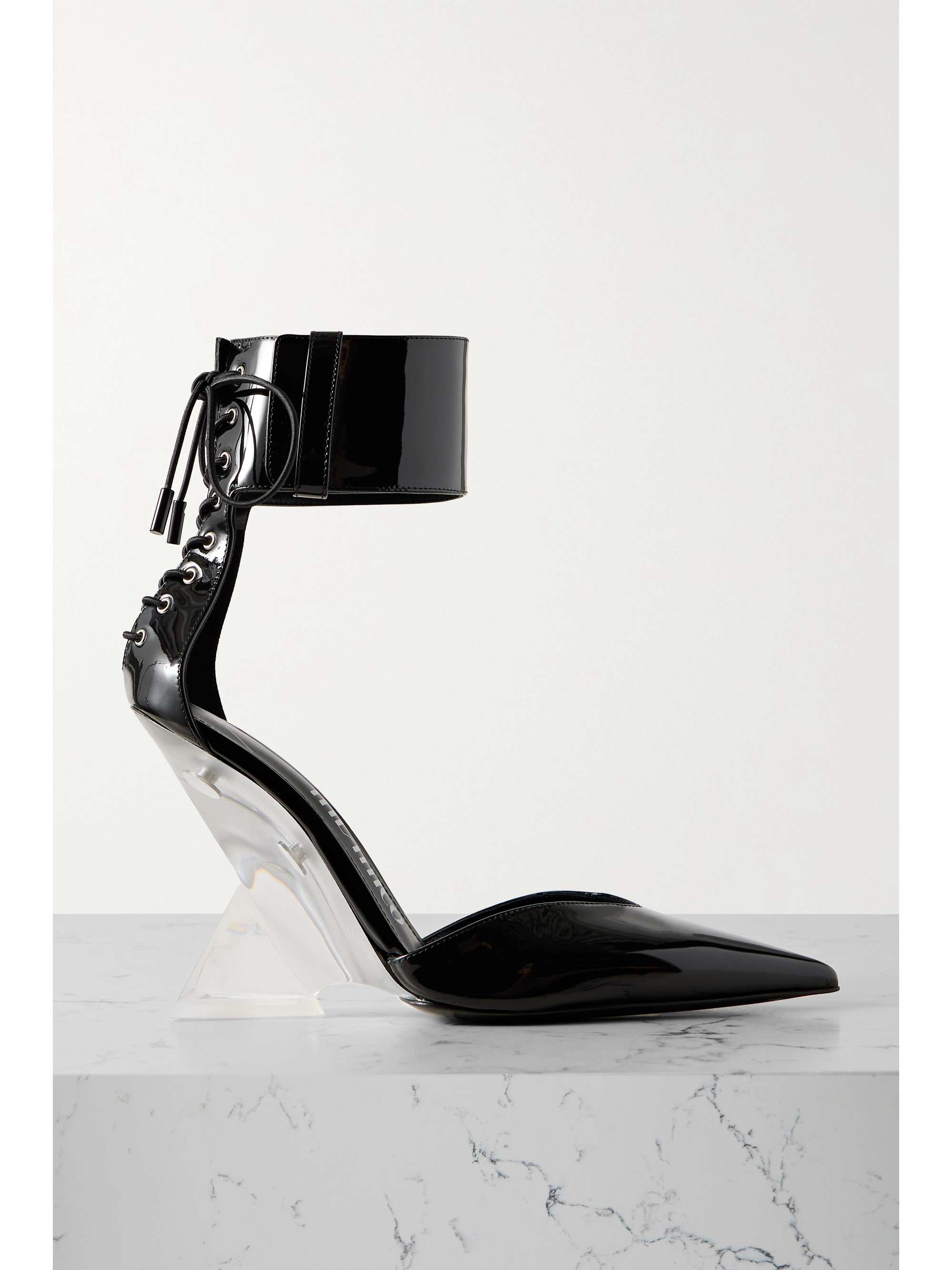 THE ATTICO Morgan lace-up patent-leather pumps | NET-A-PORTER