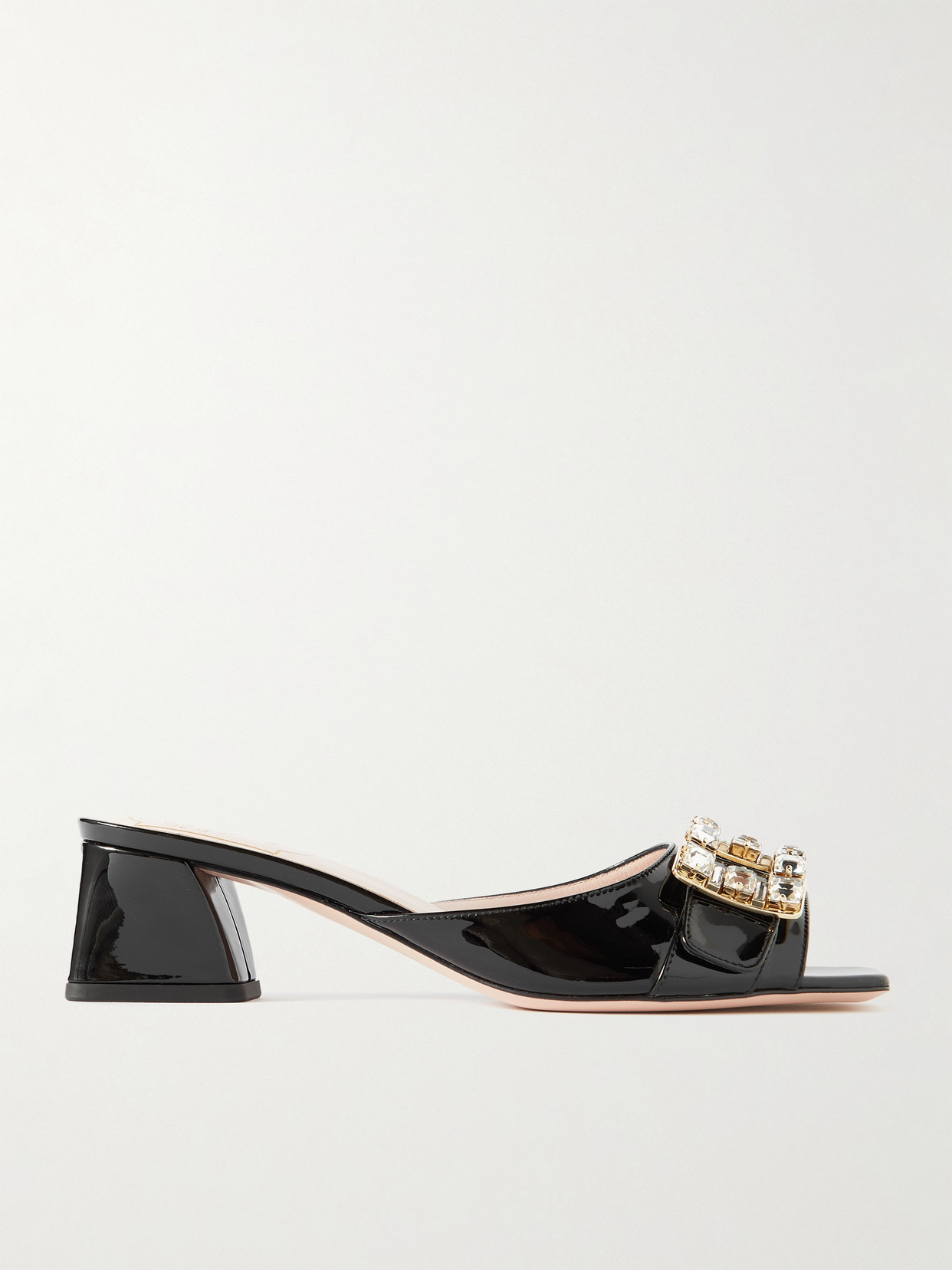 Roger Vivier - Bikiviv Crystal-embellished Patent-leather Mules - Black