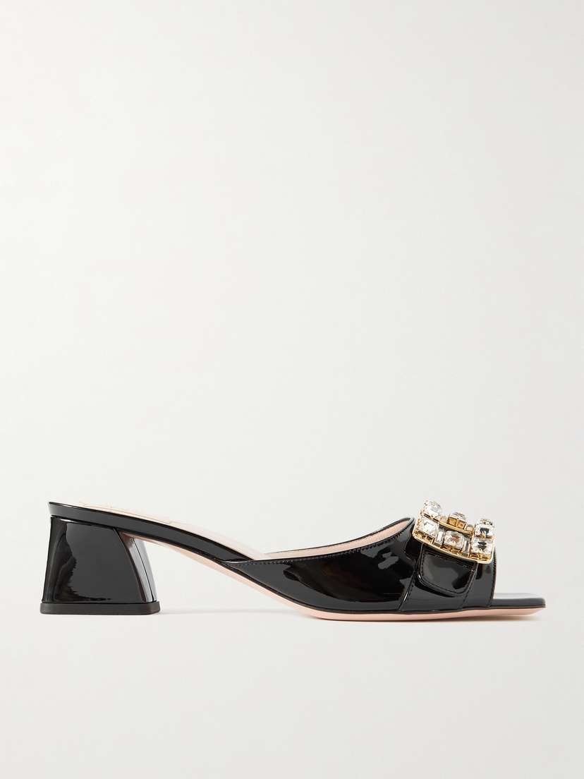 Roger Vivier Bikiviv Crystal-embellished Patent-leather Mules
