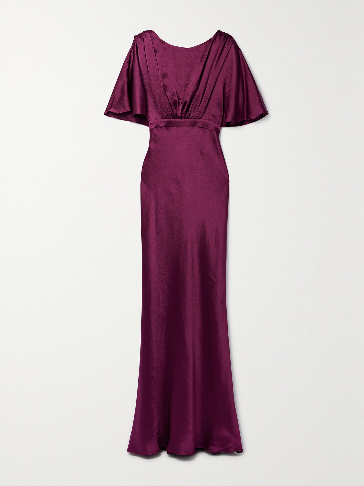 Saloni Winona Hammered Silk-satin Gown In Burgundy