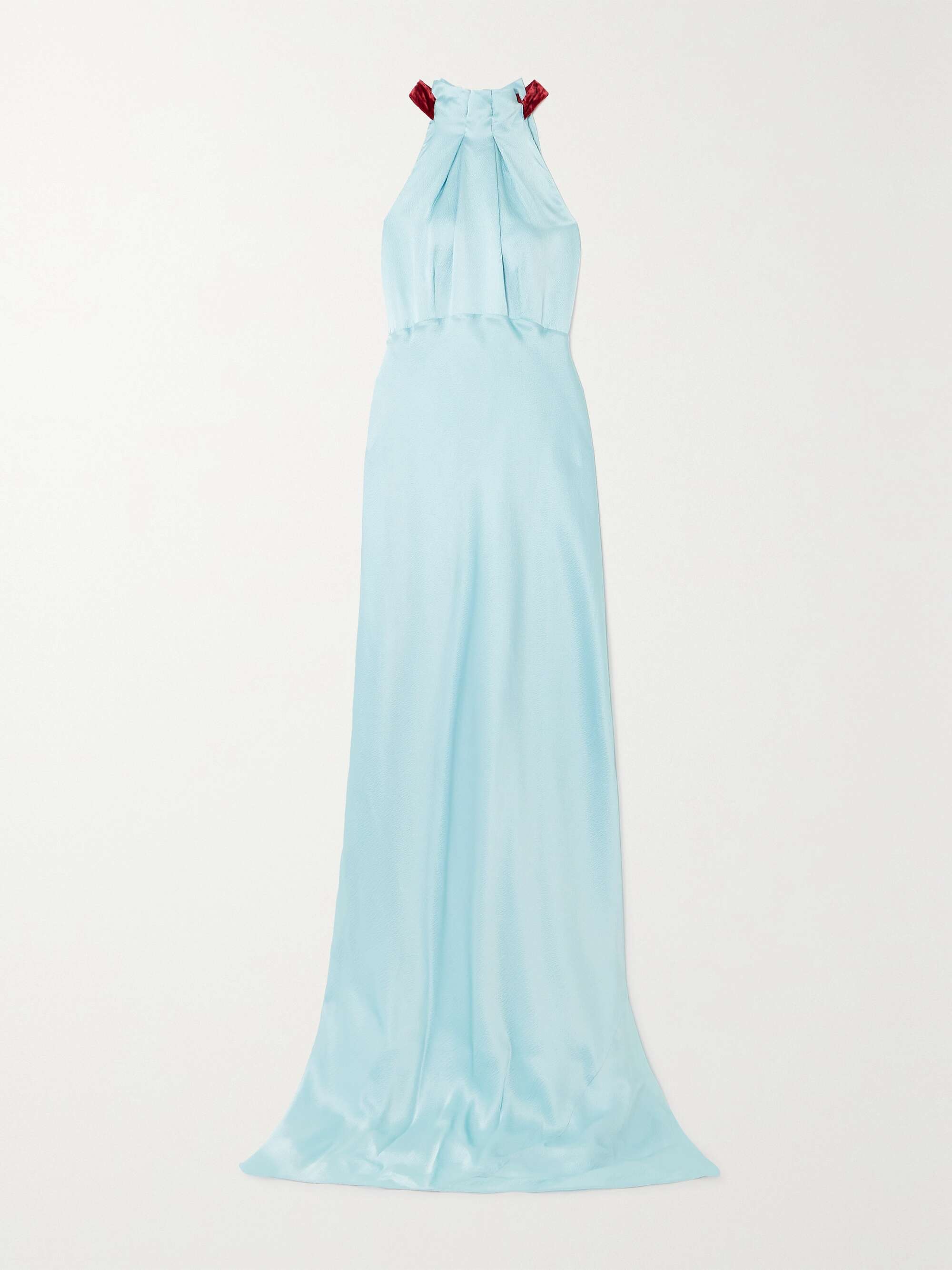 SALONI Michelle velvet-trimmed hammered-silk maxi dress | NET-A-PORTER