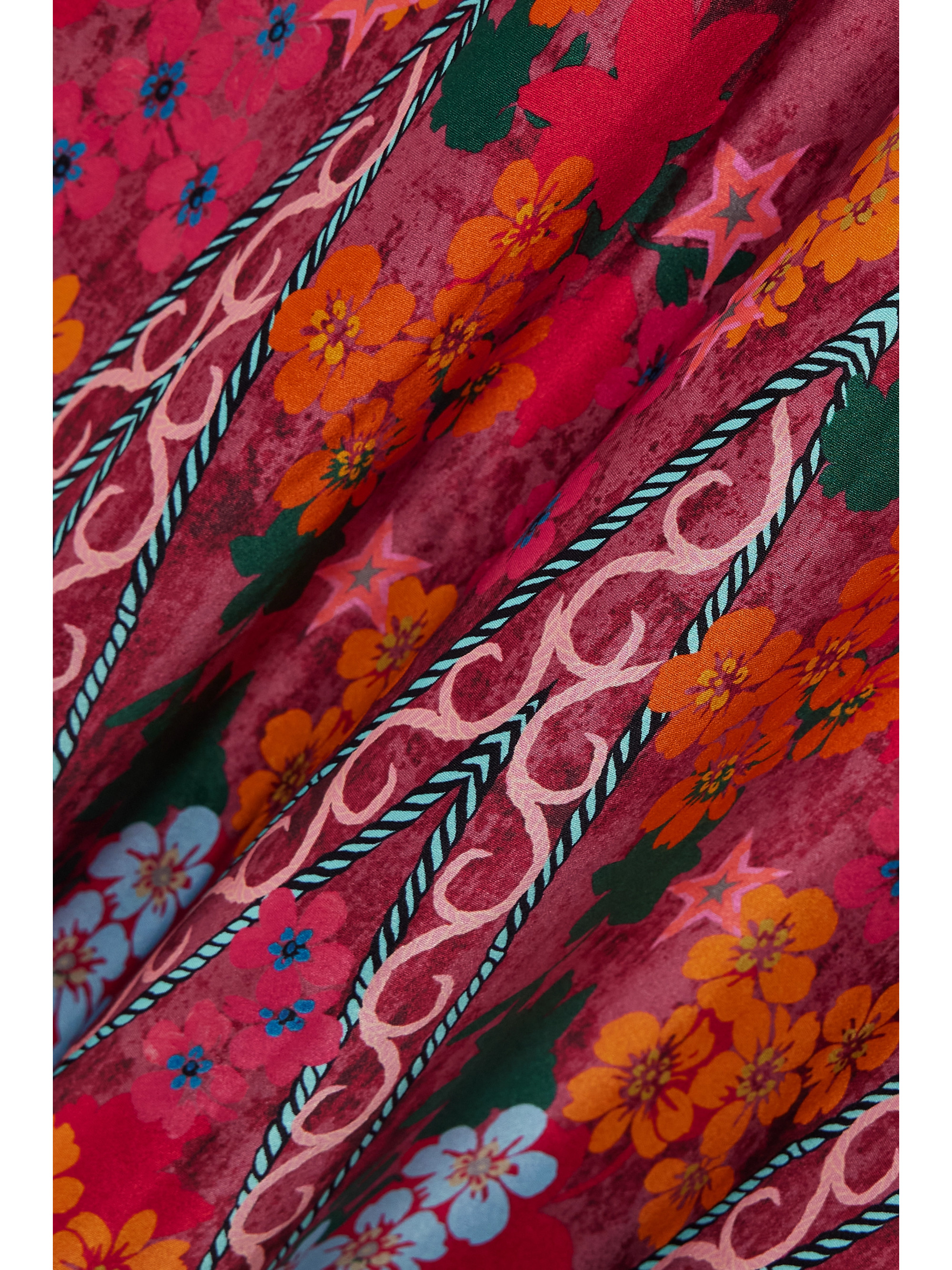 Saloni Fleur printed silk-crepe midi dress