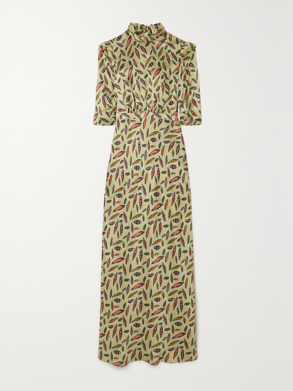 Shop Saloni Adele Printed Silk-satin Maxi Dress In Green