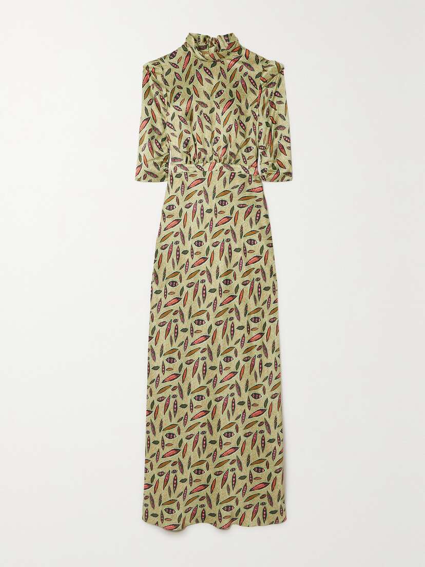 Saloni Adele Printed Silk-satin Maxi Dress