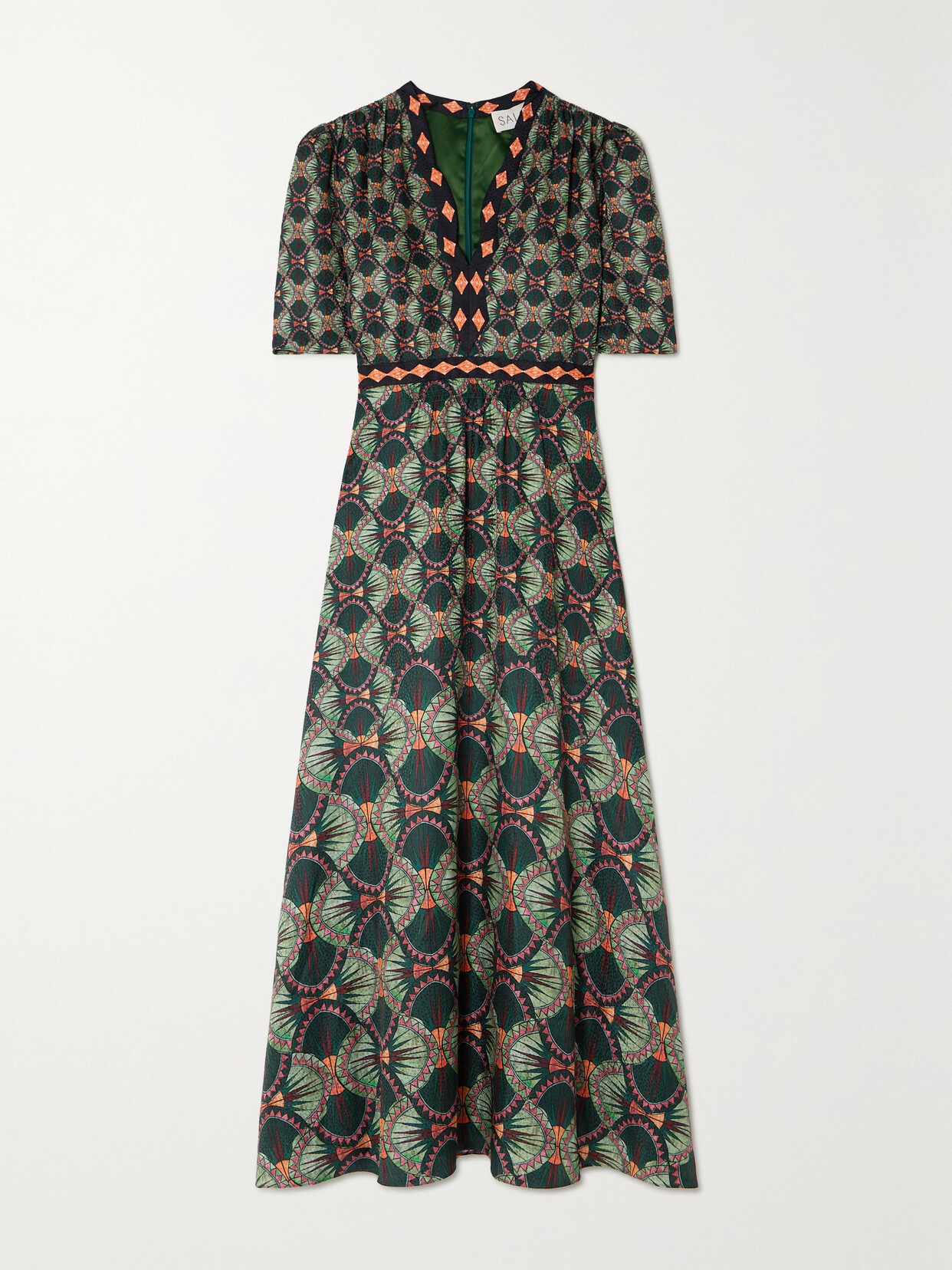 Saloni - Tabitha Printed Silk-jacquard Midi Dress - Multi