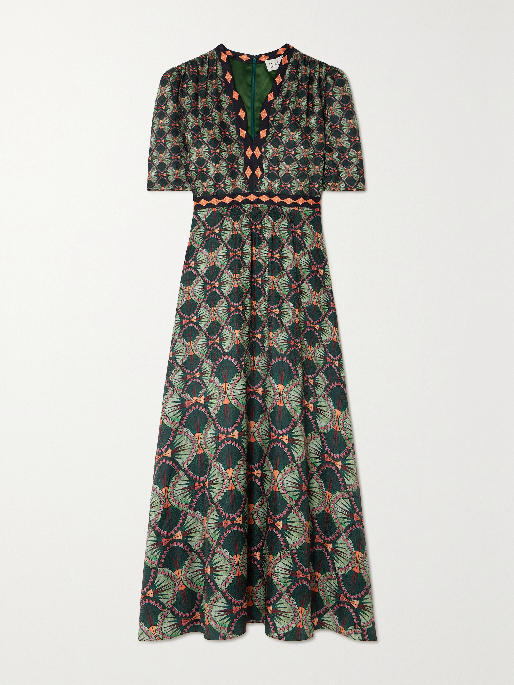 Saloni Tabitha printed silk-jacquard midi dress