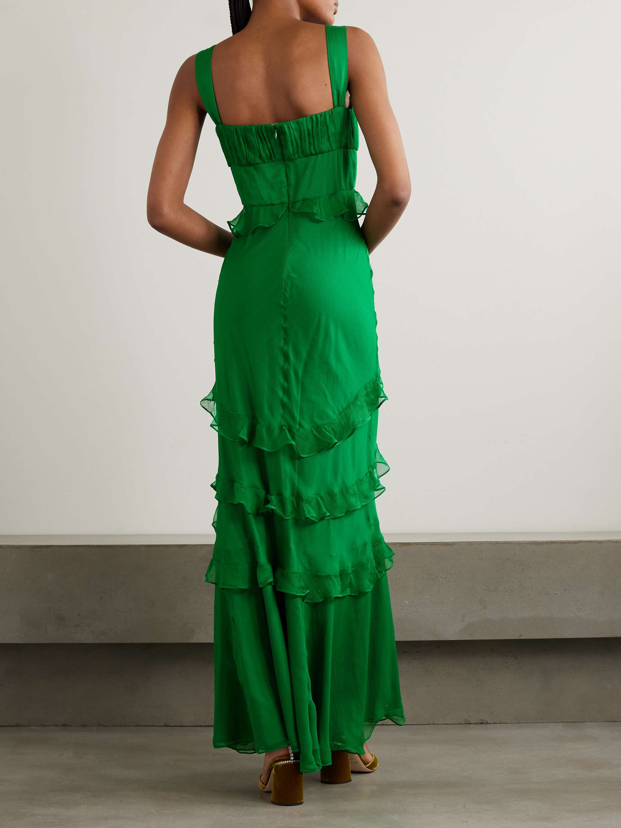 SALONI Chandra ruffled floral-print fil coupé silk-blend georgette maxi dress