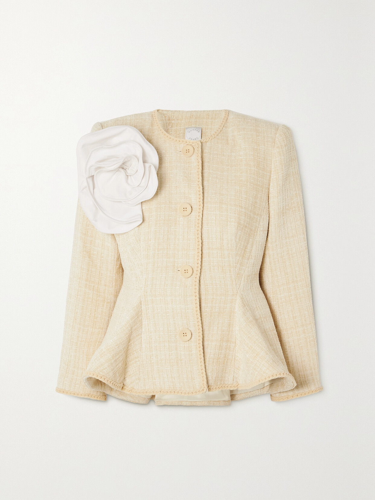 Huishan Zhang - Agar Appliquéd Tweed Jacket - Off-white