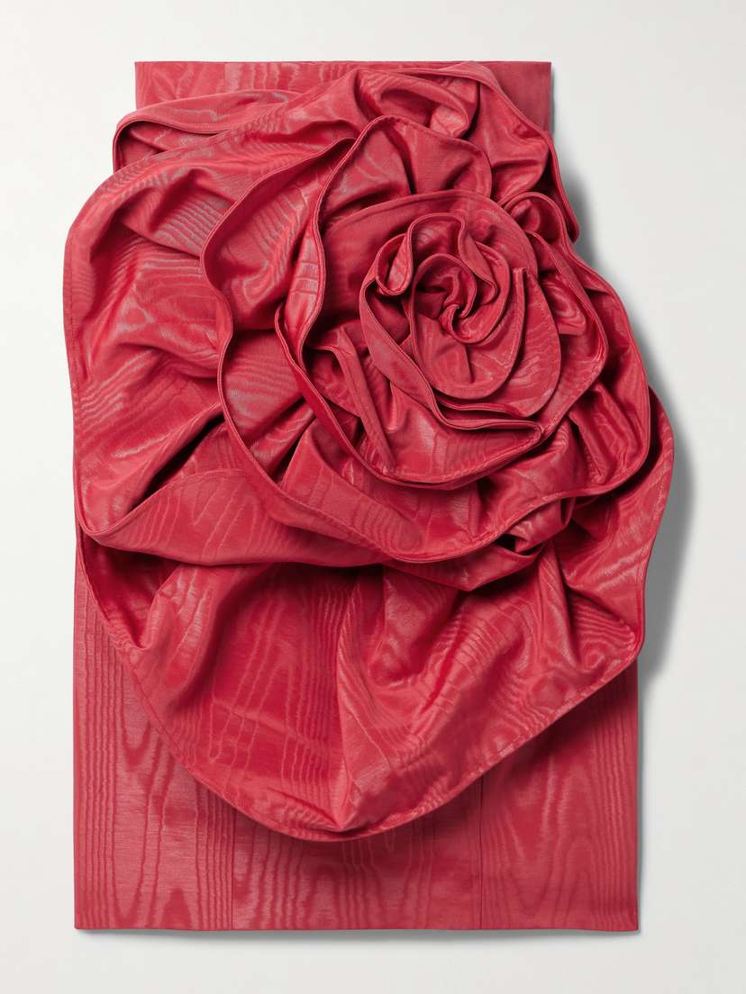 Huishan Zhang Clarisse Strapless Appliquéd Cotton-blend Moire Mini Dress - UK 12