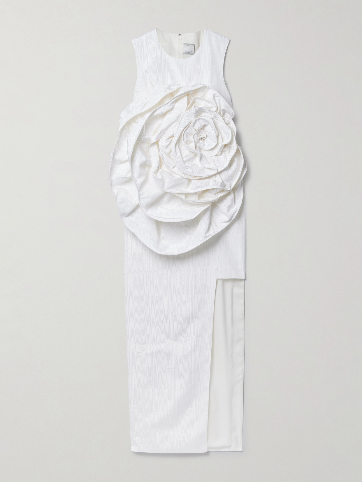 Shop Huishan Zhang Aphrodite Appliquéd Cotton-blend Moire Midi Dress In White