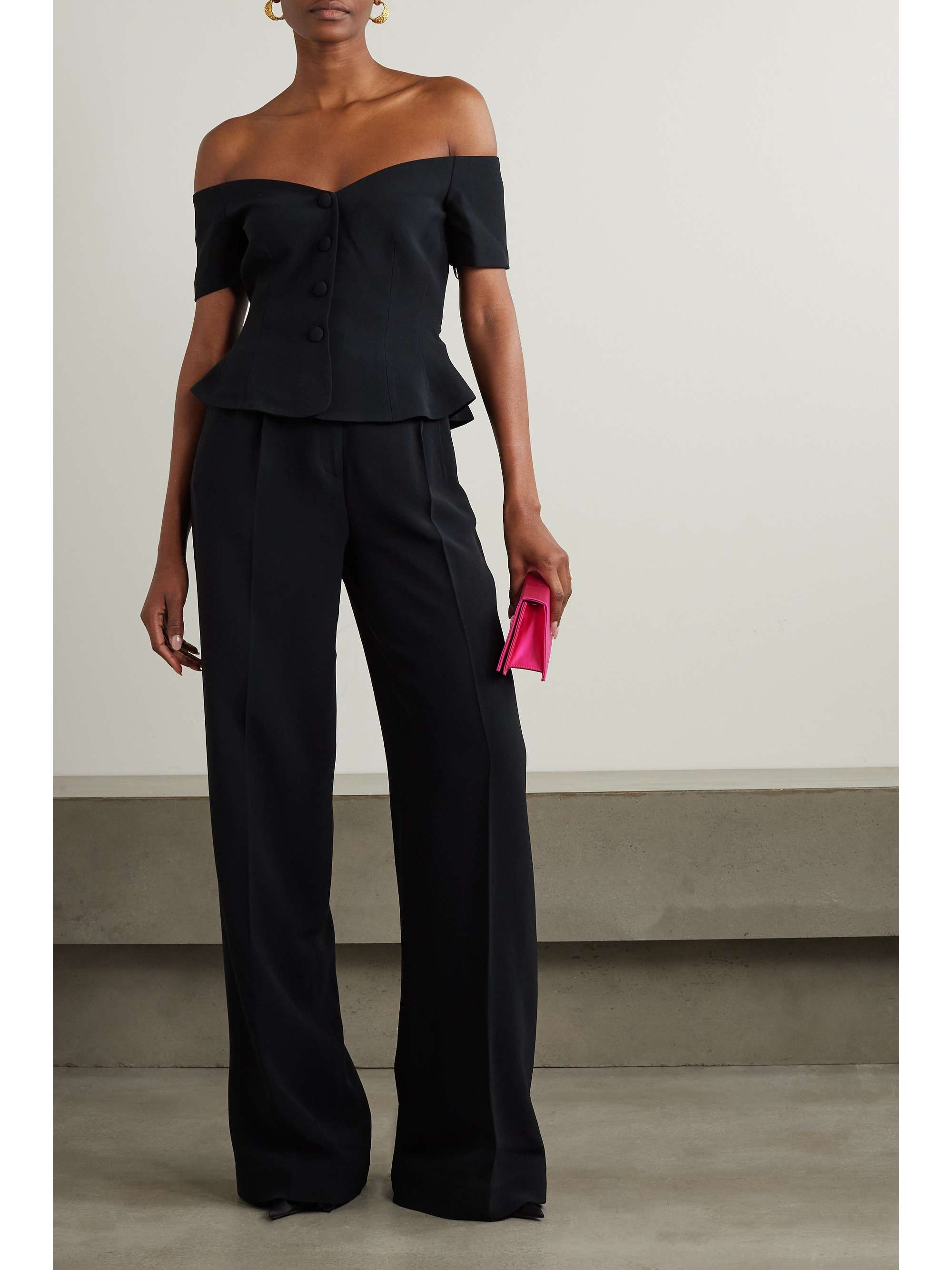 SALONI Clementine offtheshoulder crepe peplum top NETAPORTER