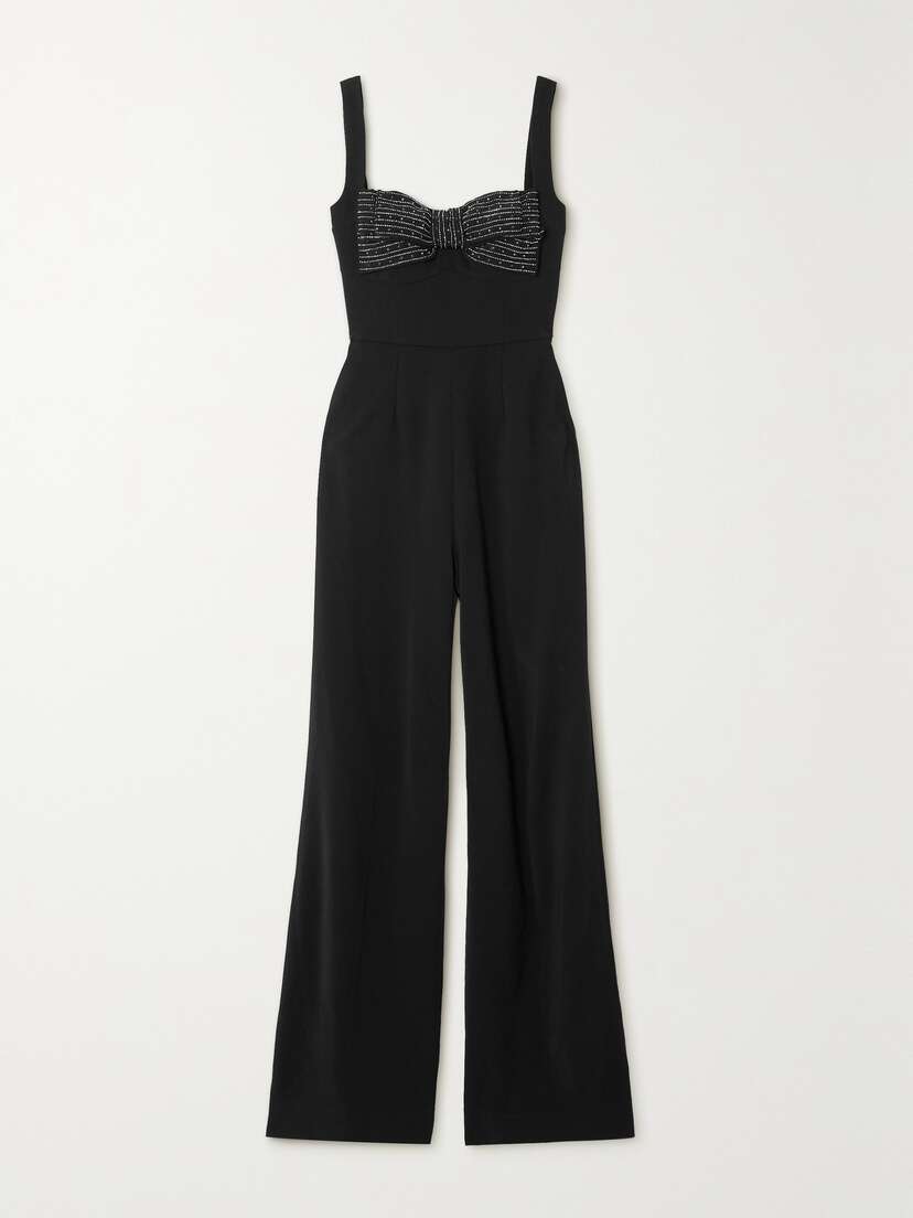 Saloni Rachel Embellished Silk-trimmed Cady Jumpsuit