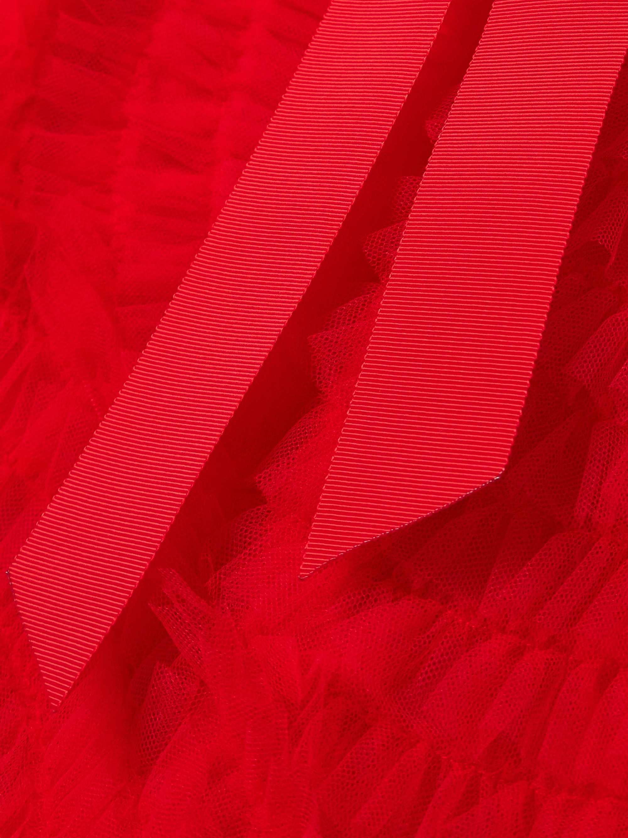 Huishan Zhang Monica strapless grosgrain-trimmed ruffled tulle maxi dress