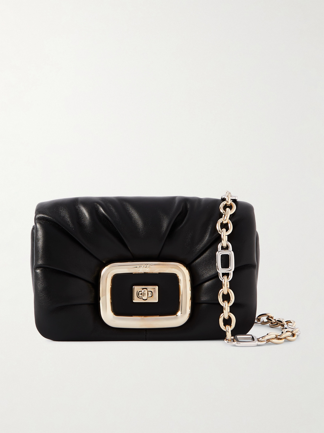 Roger Vivier Viv' Choc Me Mini Padded Leather Shoulder Bag In Black