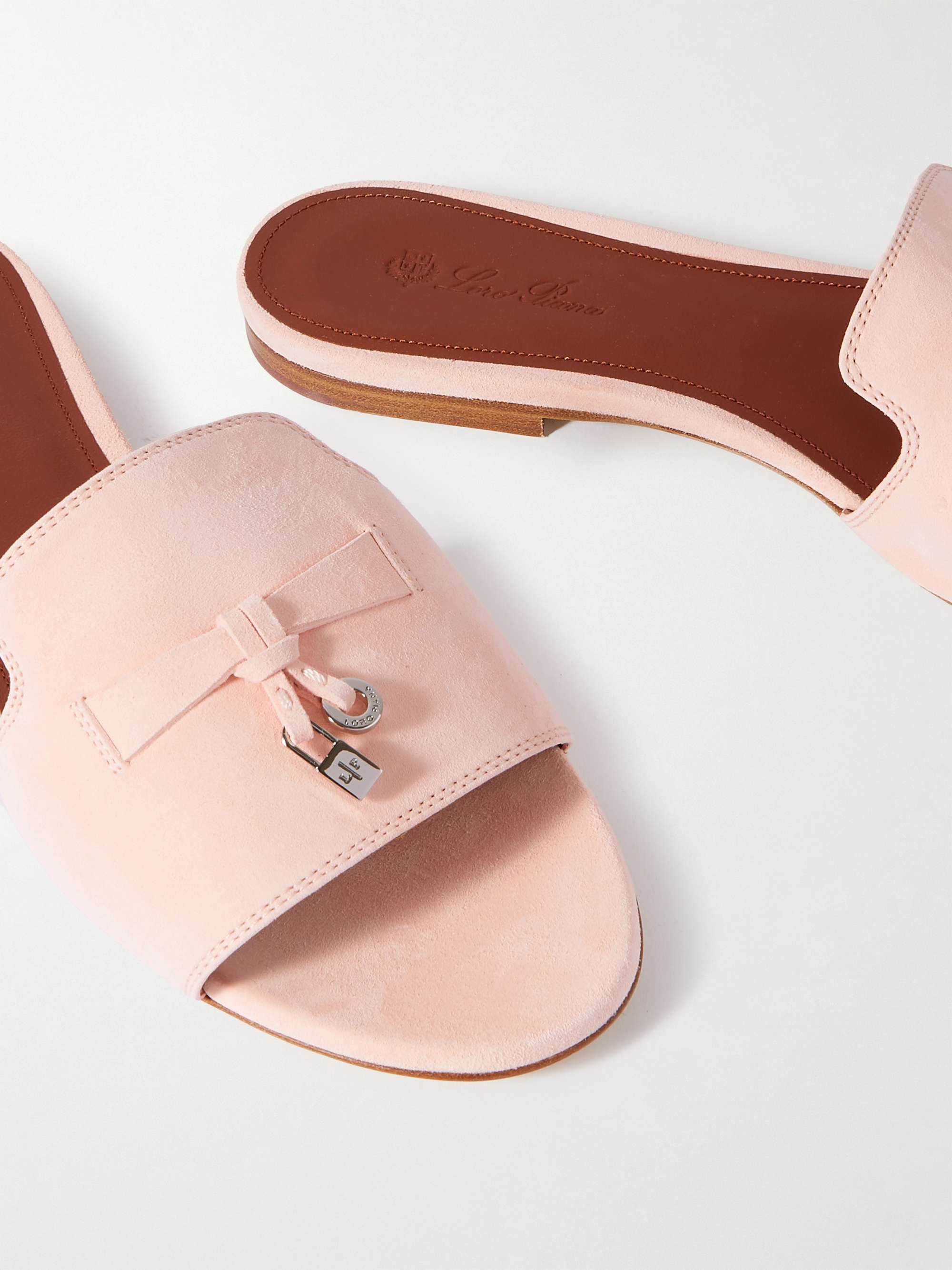 LORO PIANA Summer Charms suede slides