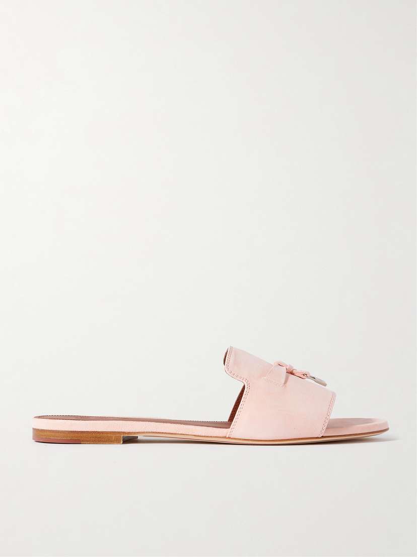 Loro Piana Summer Charms Suede Slides