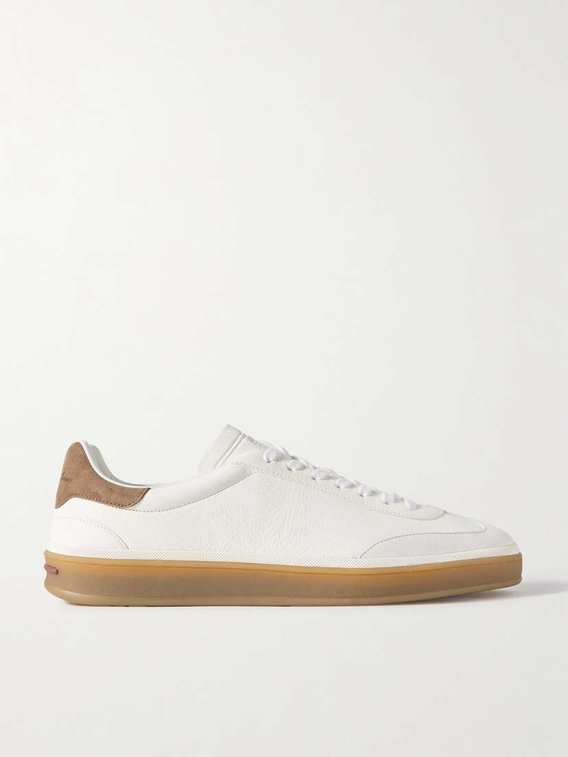 Loro Piana Tennis Walk Suede-trimmed Leather Sneakers - IT36