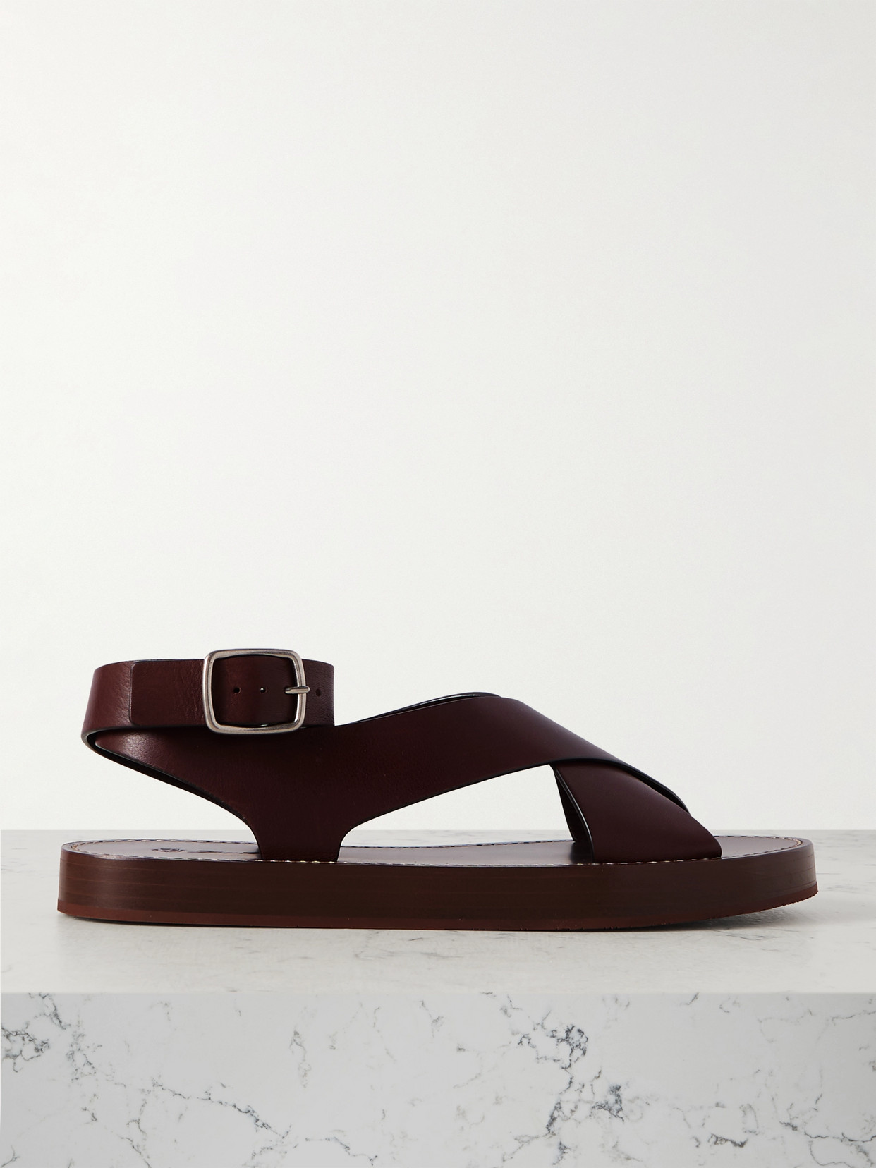 Loro Piana Sumie Leather Sandals In Brown