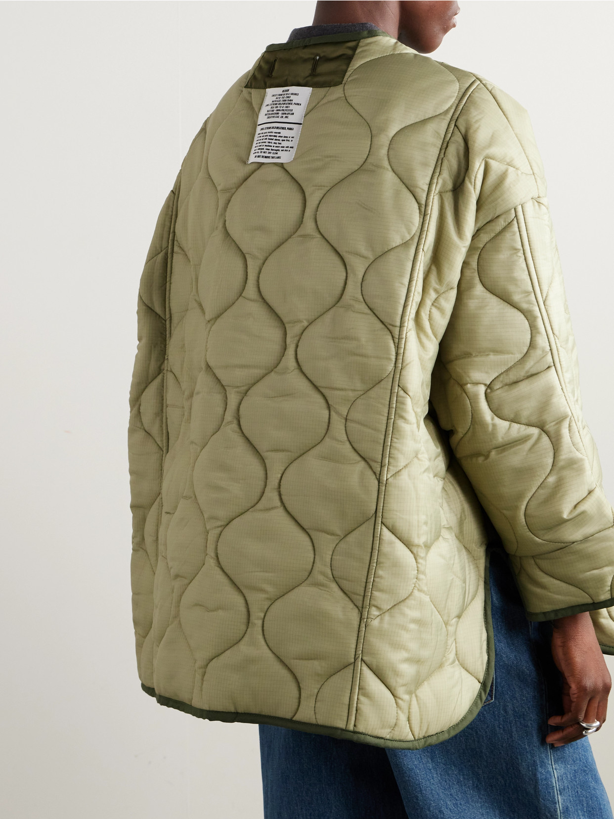 Shop The Frankie Shop Quilted Padded Ripstop Jacket In Green