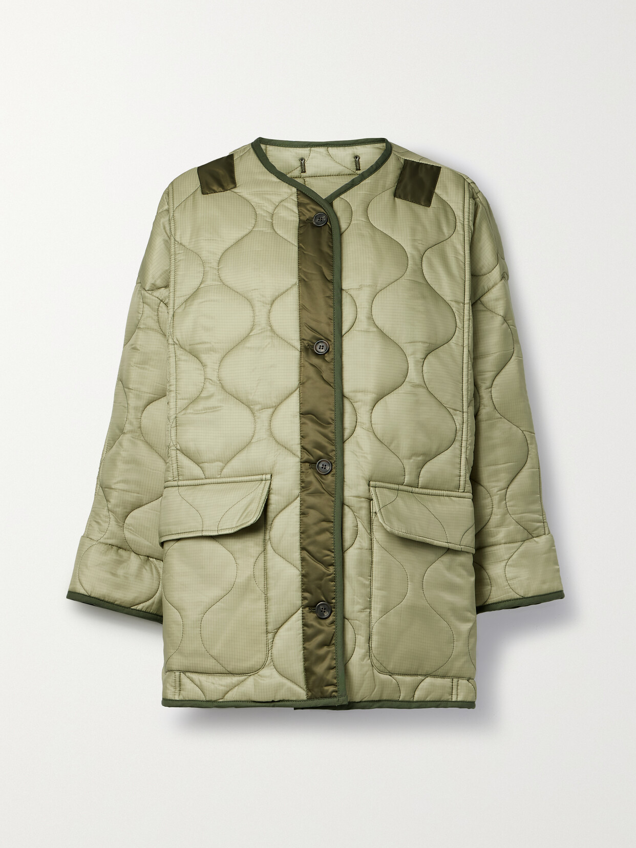 Shop The Frankie Shop Quilted Padded Ripstop Jacket In Green