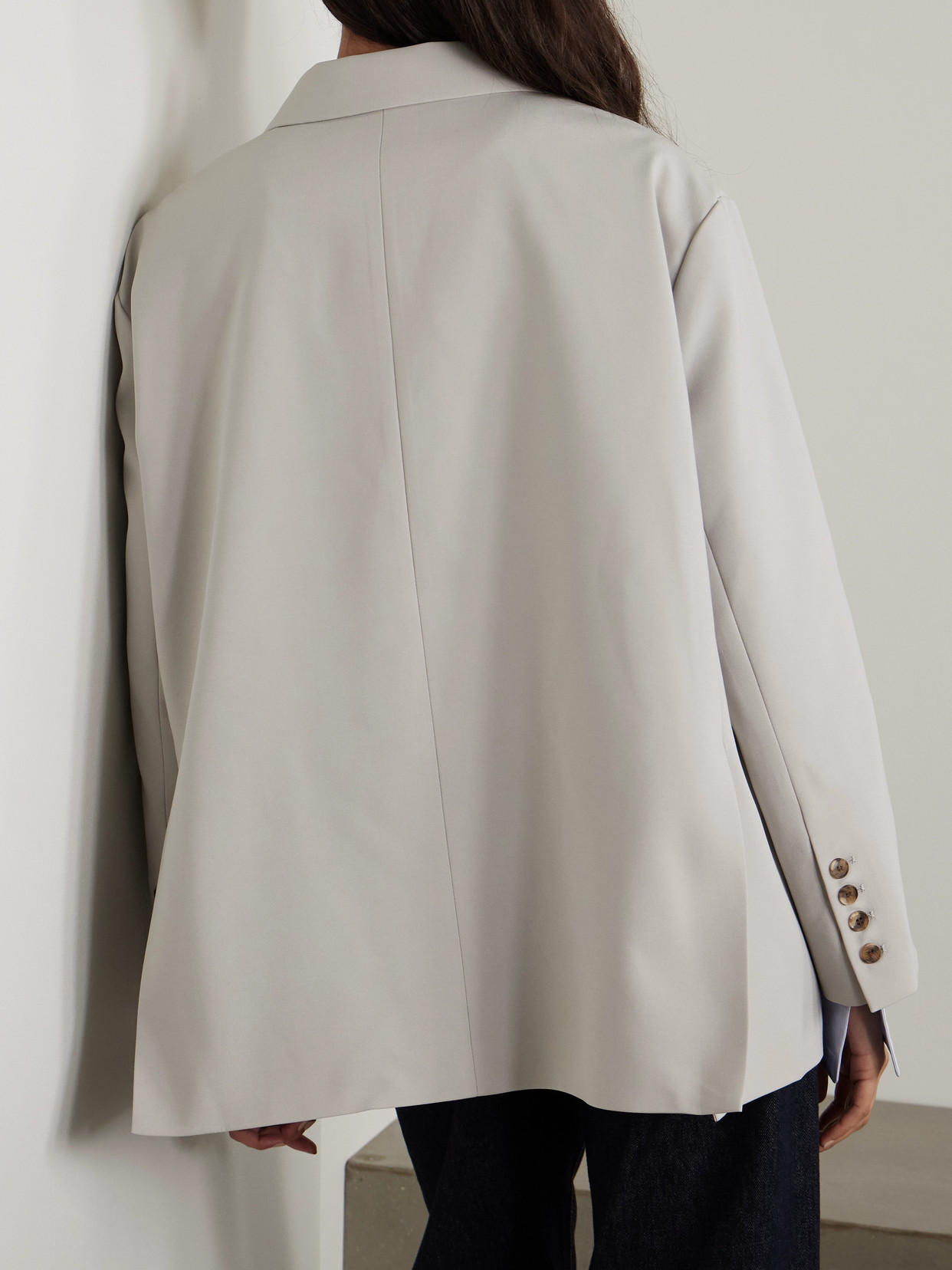 The Frankie Shop Bea Oversized Tech Twill Blazer In Gray