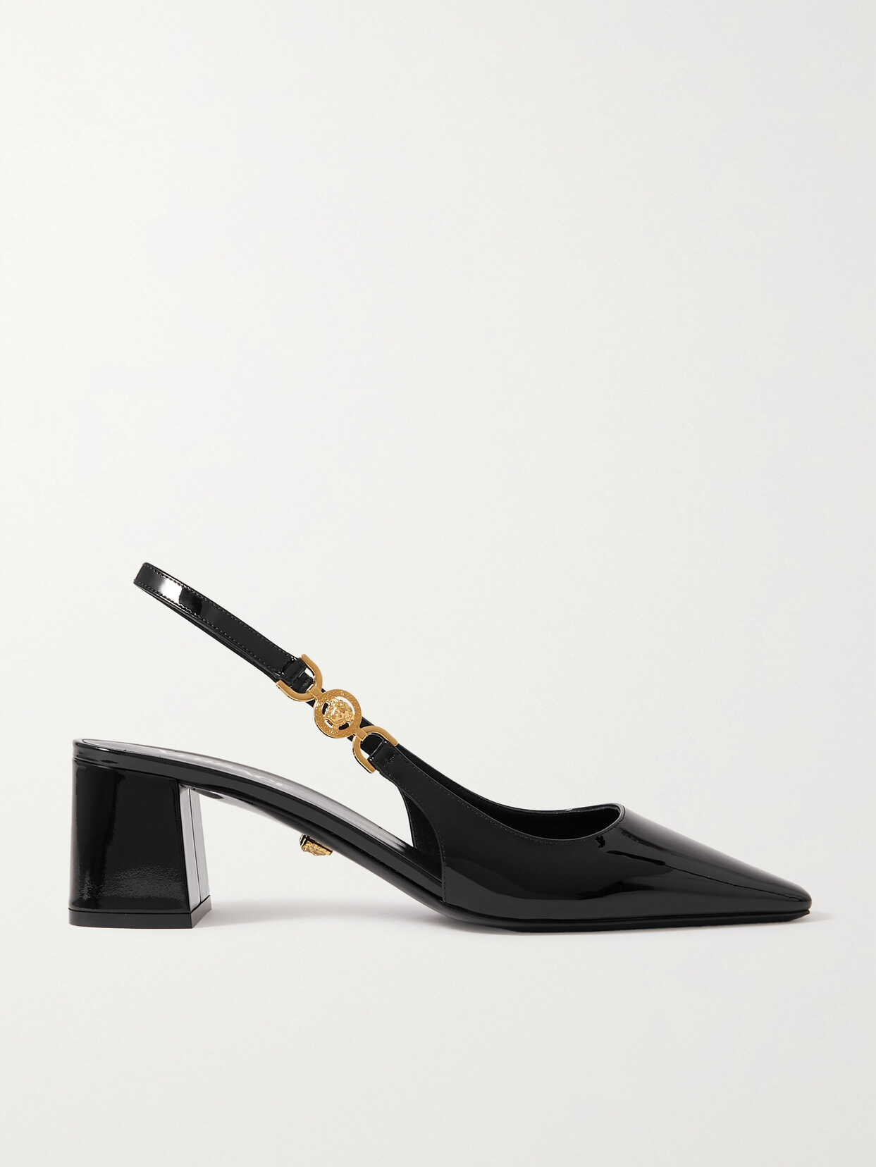 Versace Embellished Patent-leather Slingback Pumps - Black