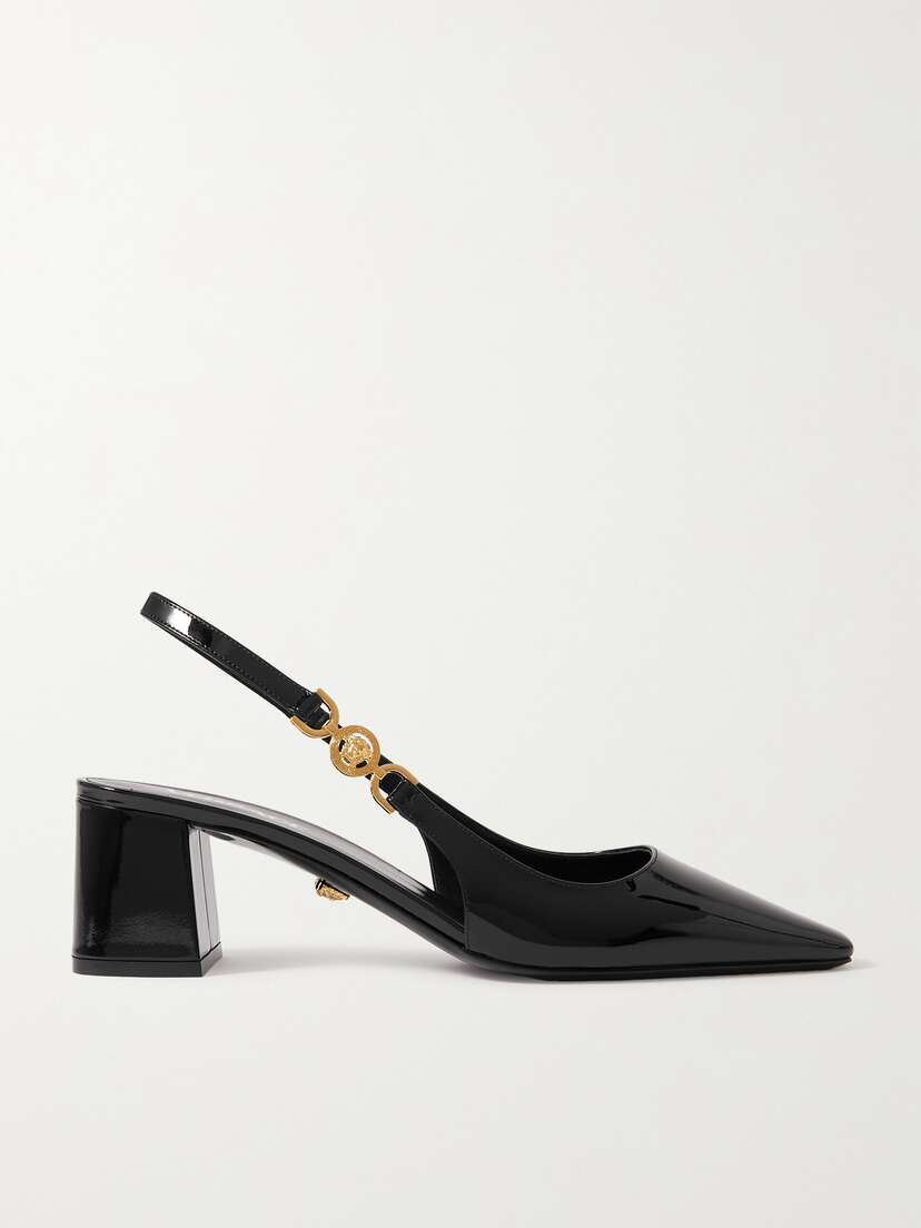 Versace Embellished Patent-leather Slingback Pumps